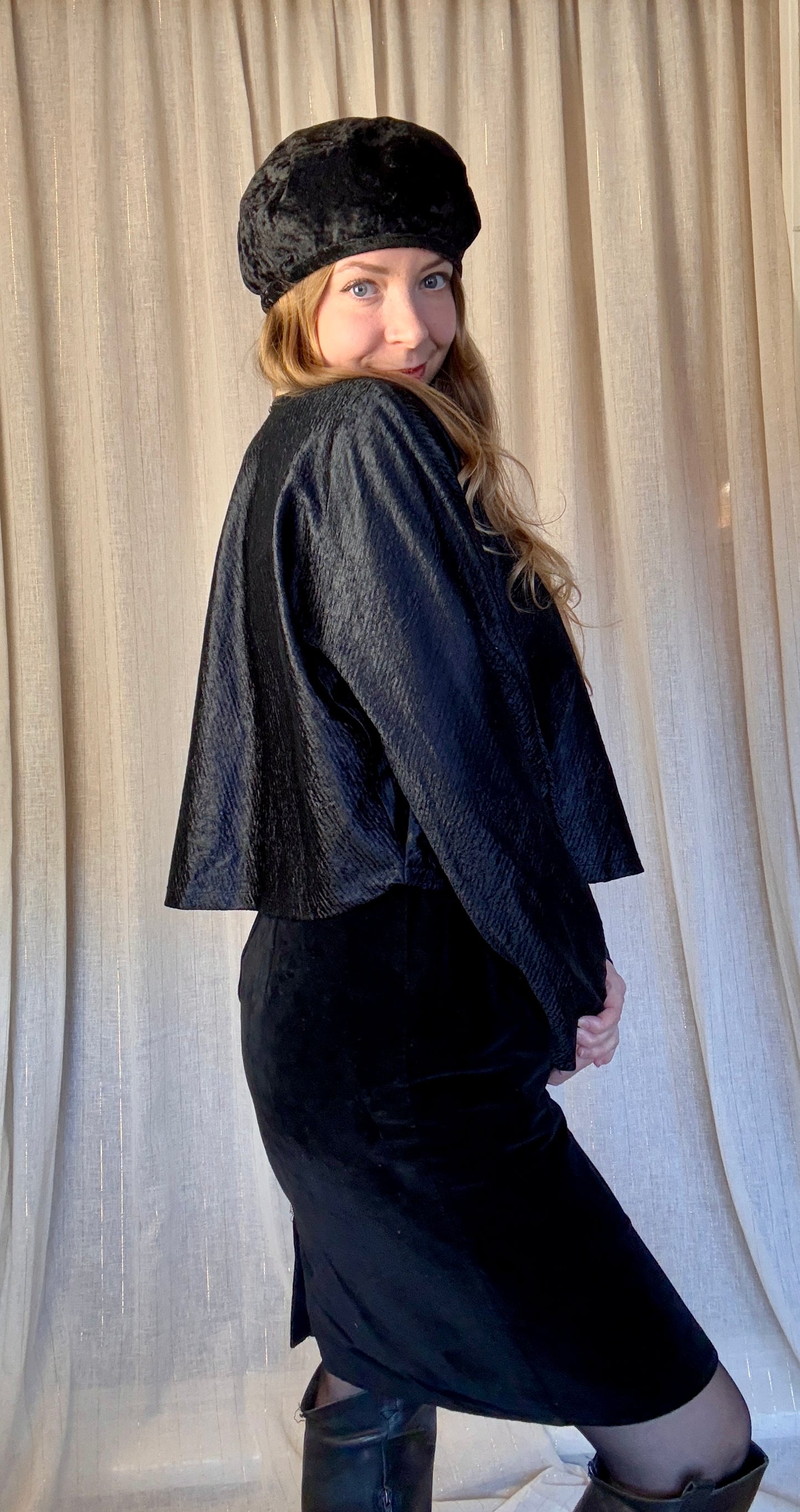BLACK FLORENCE BOLERO SHIRT - UK 12/14