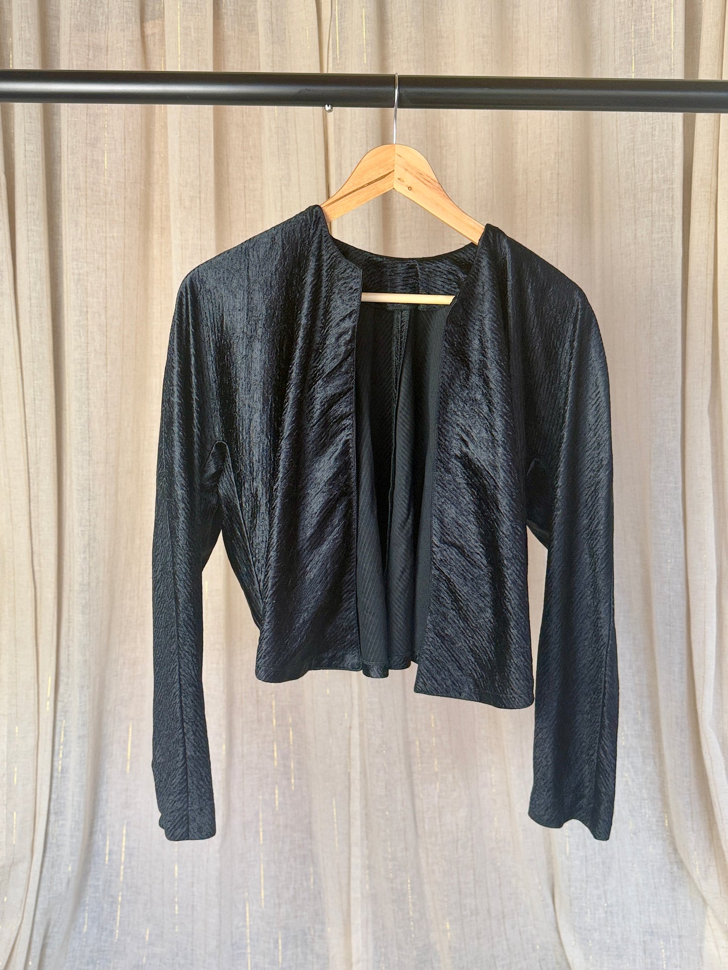 BLACK FLORENCE BOLERO SHIRT - UK 12/14