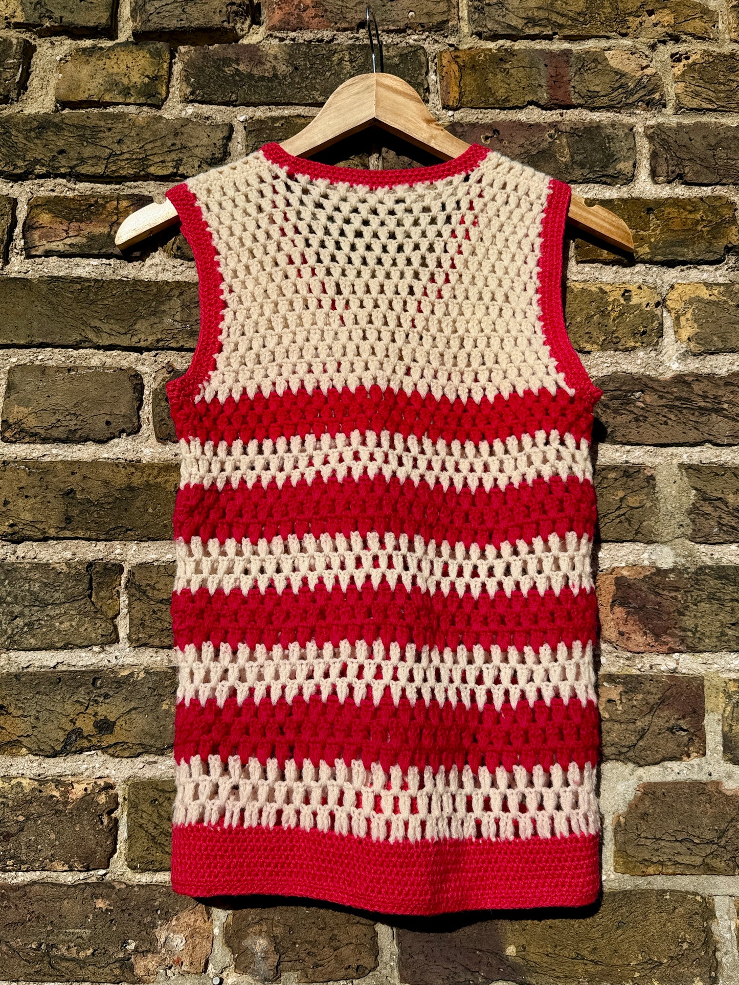 STRIPE CANDY 70'S CROCHET VEST - UK 8-10