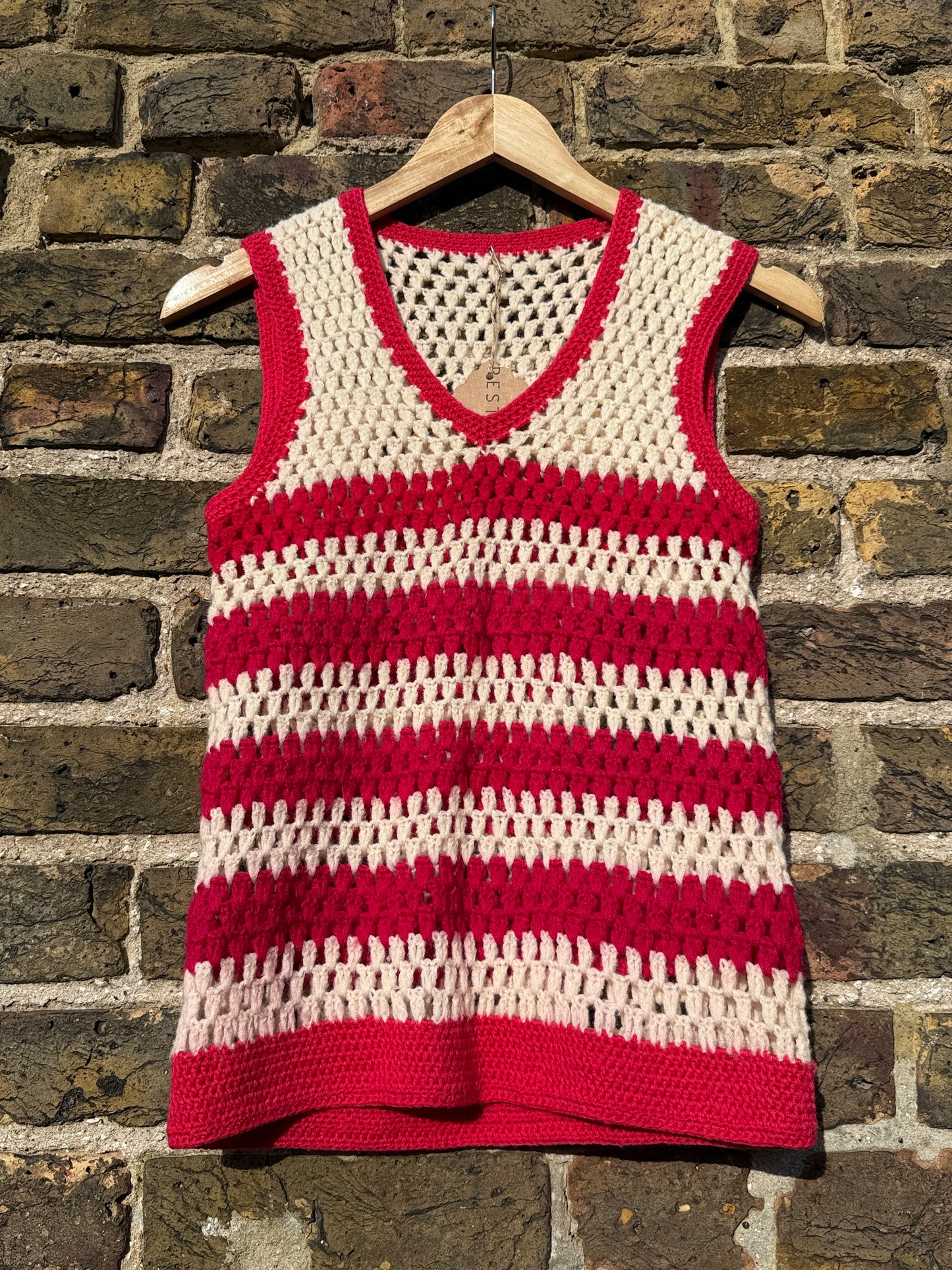 STRIPE CANDY 70'S CROCHET VEST - UK 8-10