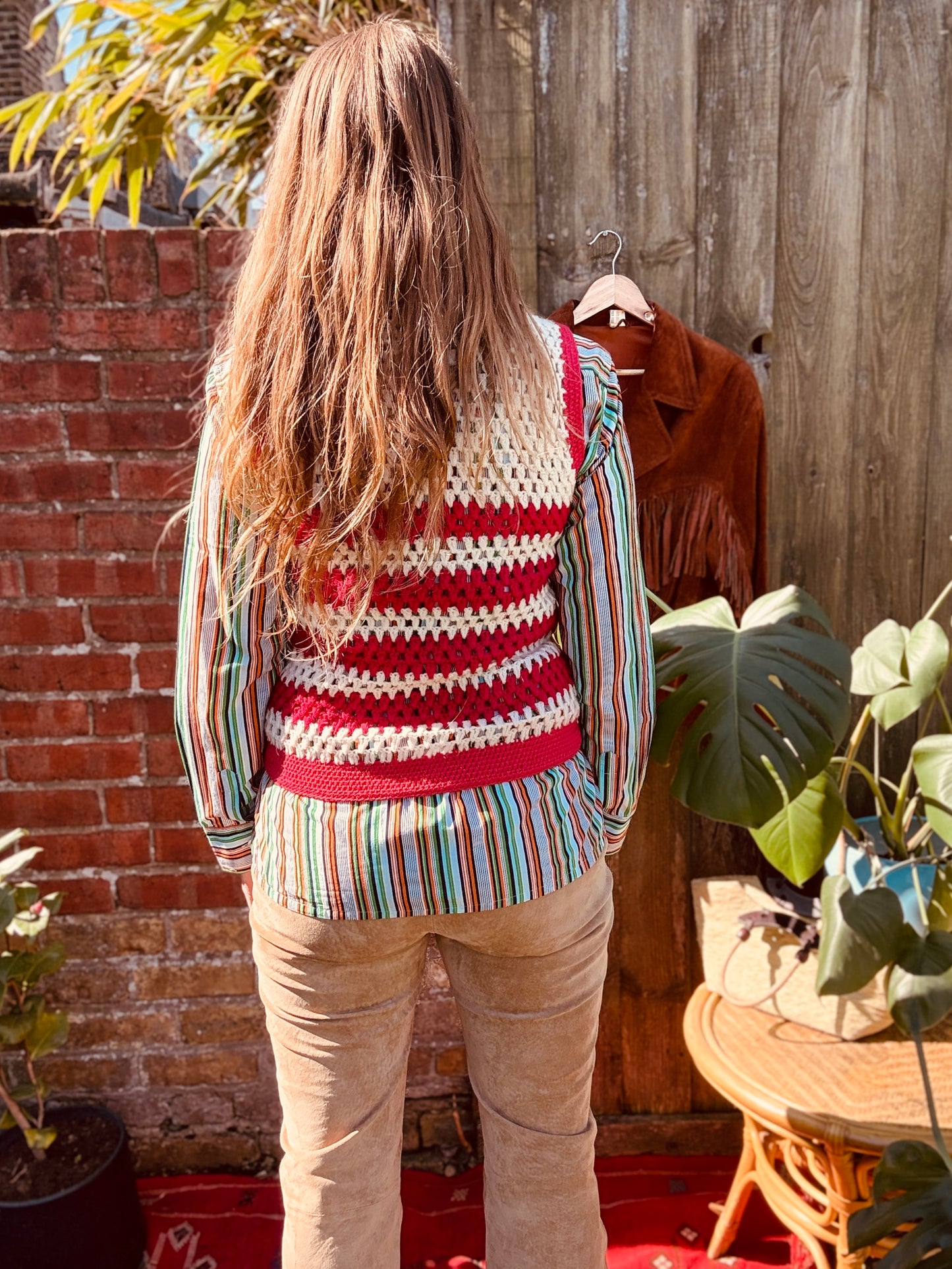 STRIPE CANDY 70'S CROCHET VEST - UK 8-10