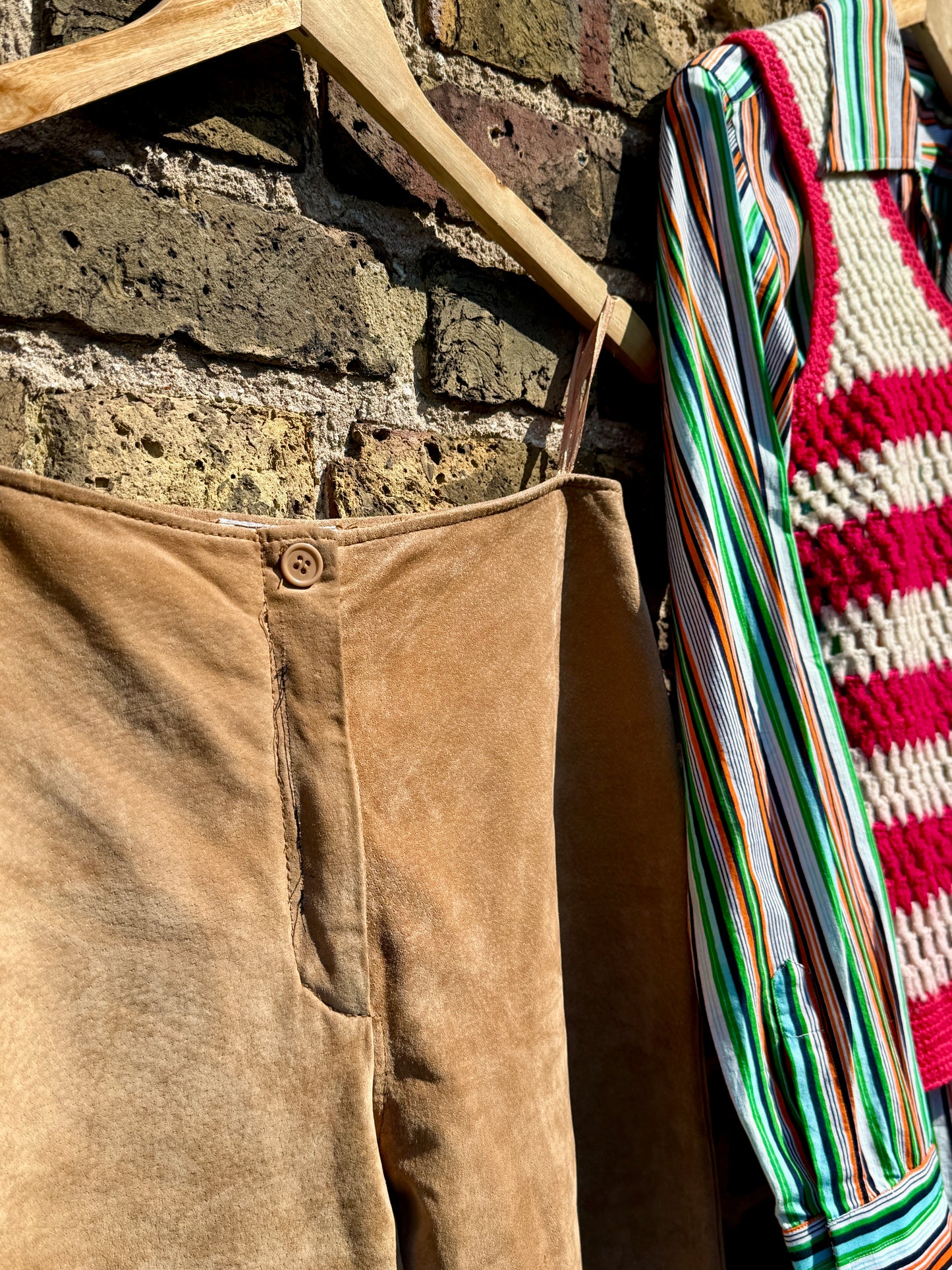 TAN SUEDE WESTERN PANTS - UK 8/10