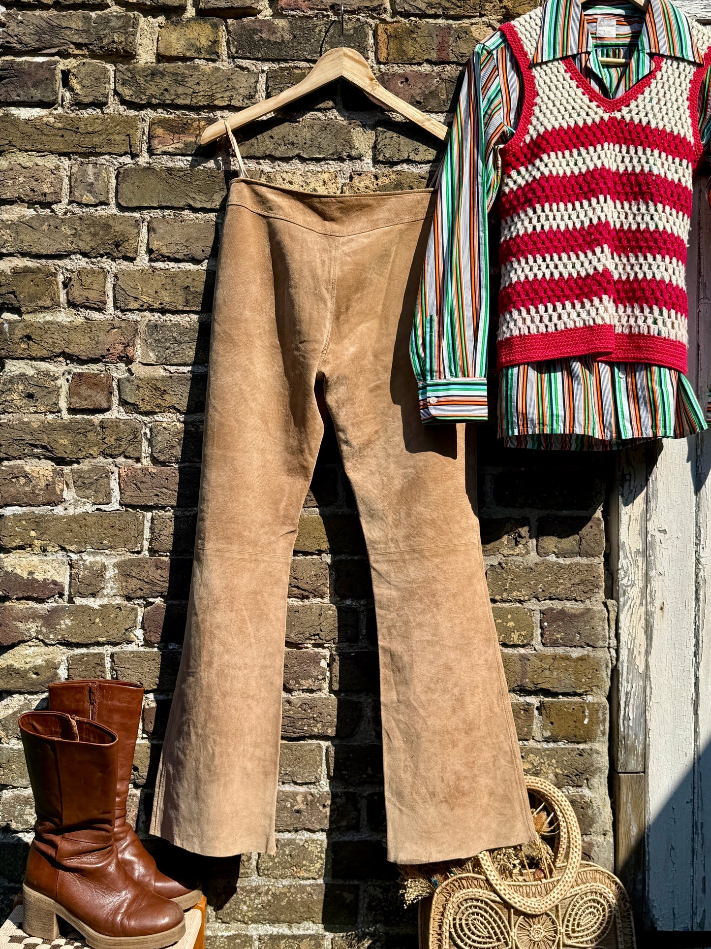 TAN SUEDE WESTERN PANTS - UK 8/10