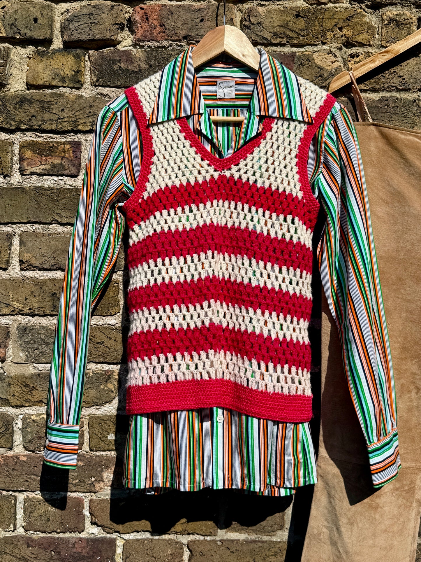 STRIPE CANDY 70'S CROCHET VEST - UK 8-10