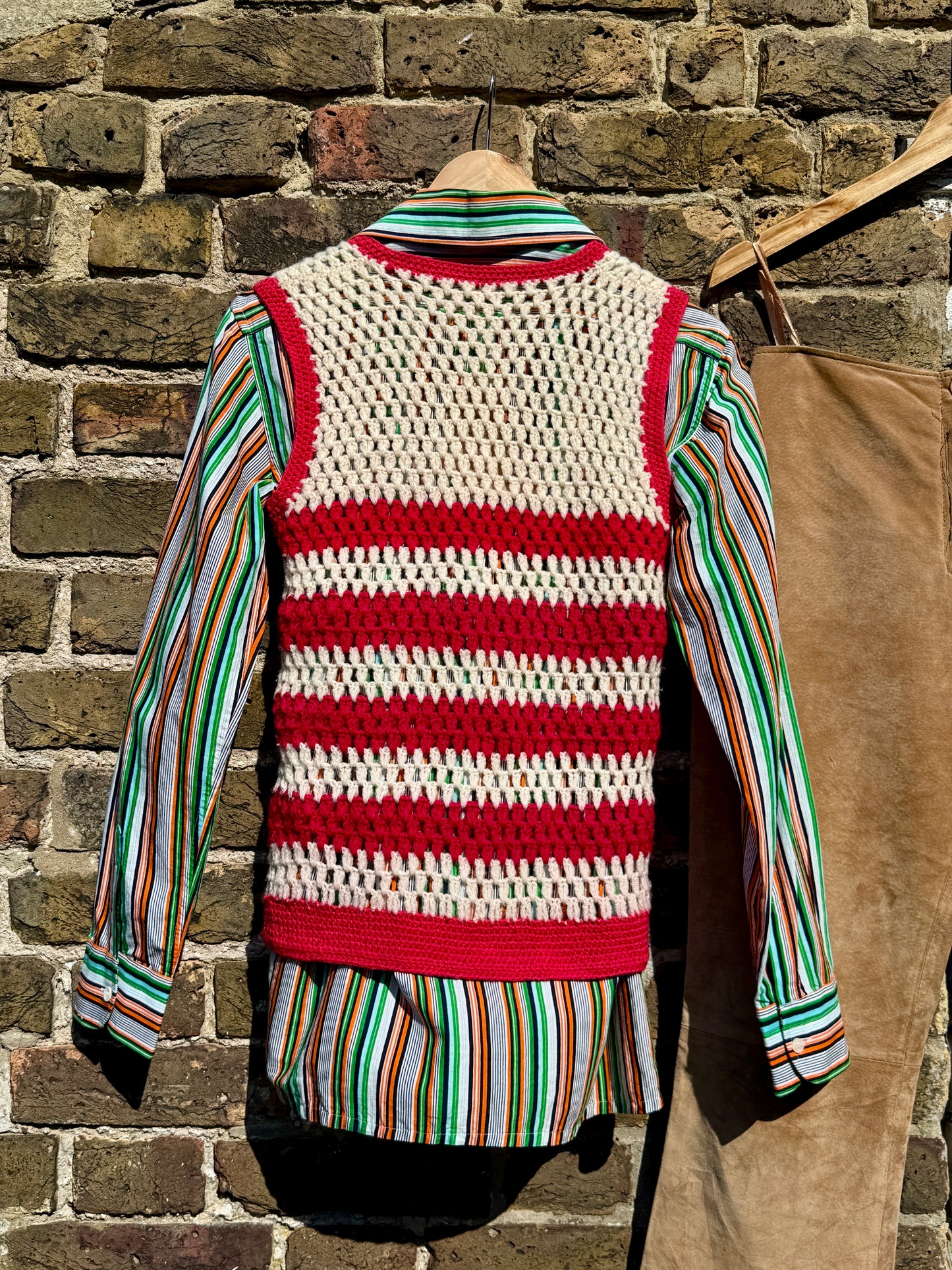STRIPE CANDY 70'S CROCHET VEST - UK 8-10