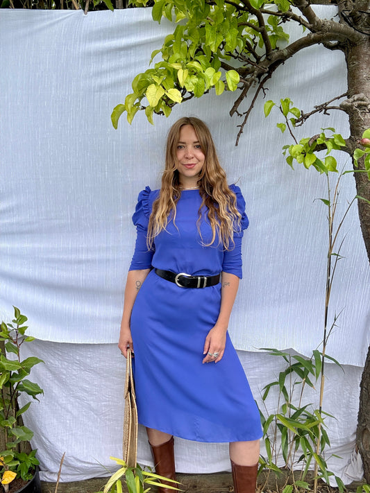 80s BLUE LUNA DRESS - UK 10/12