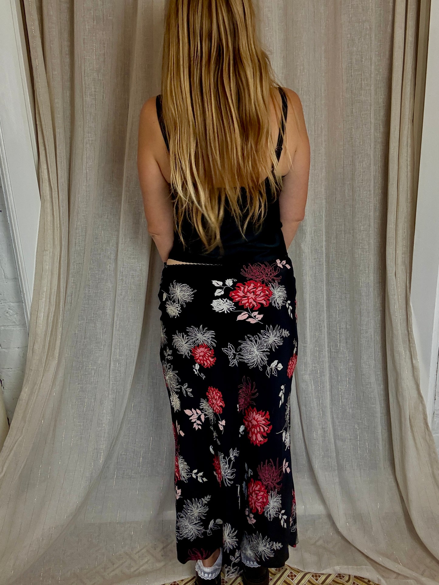 Y2K FLORAL PRINT MAXI SKIRT - UK - 12/14