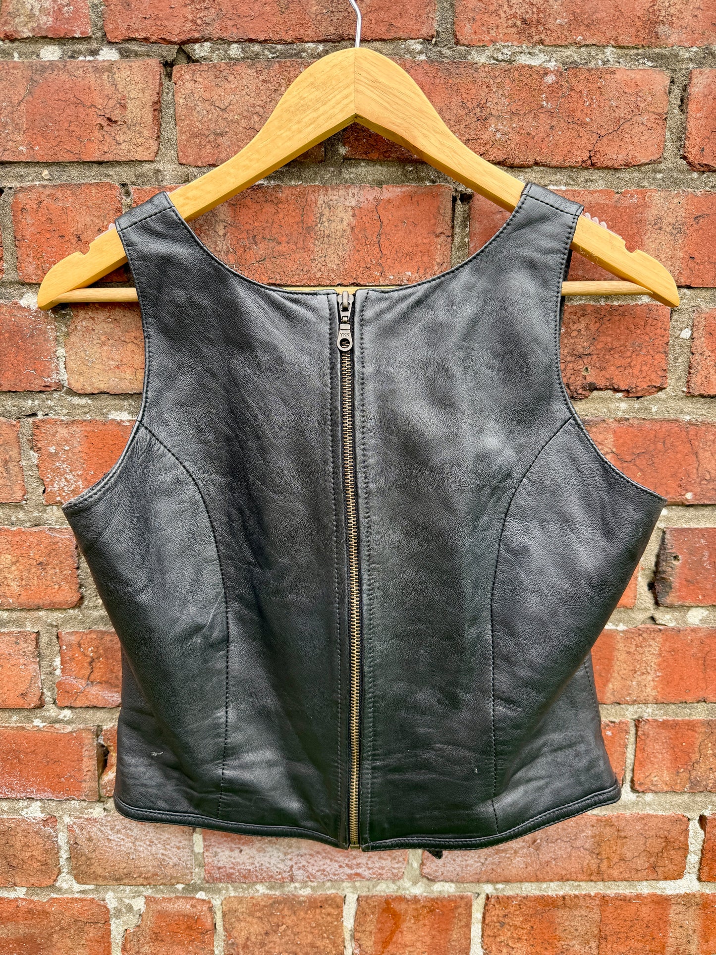100% REAL LEATHER LACE-UP CORSET WAISTCOAT - 10/12