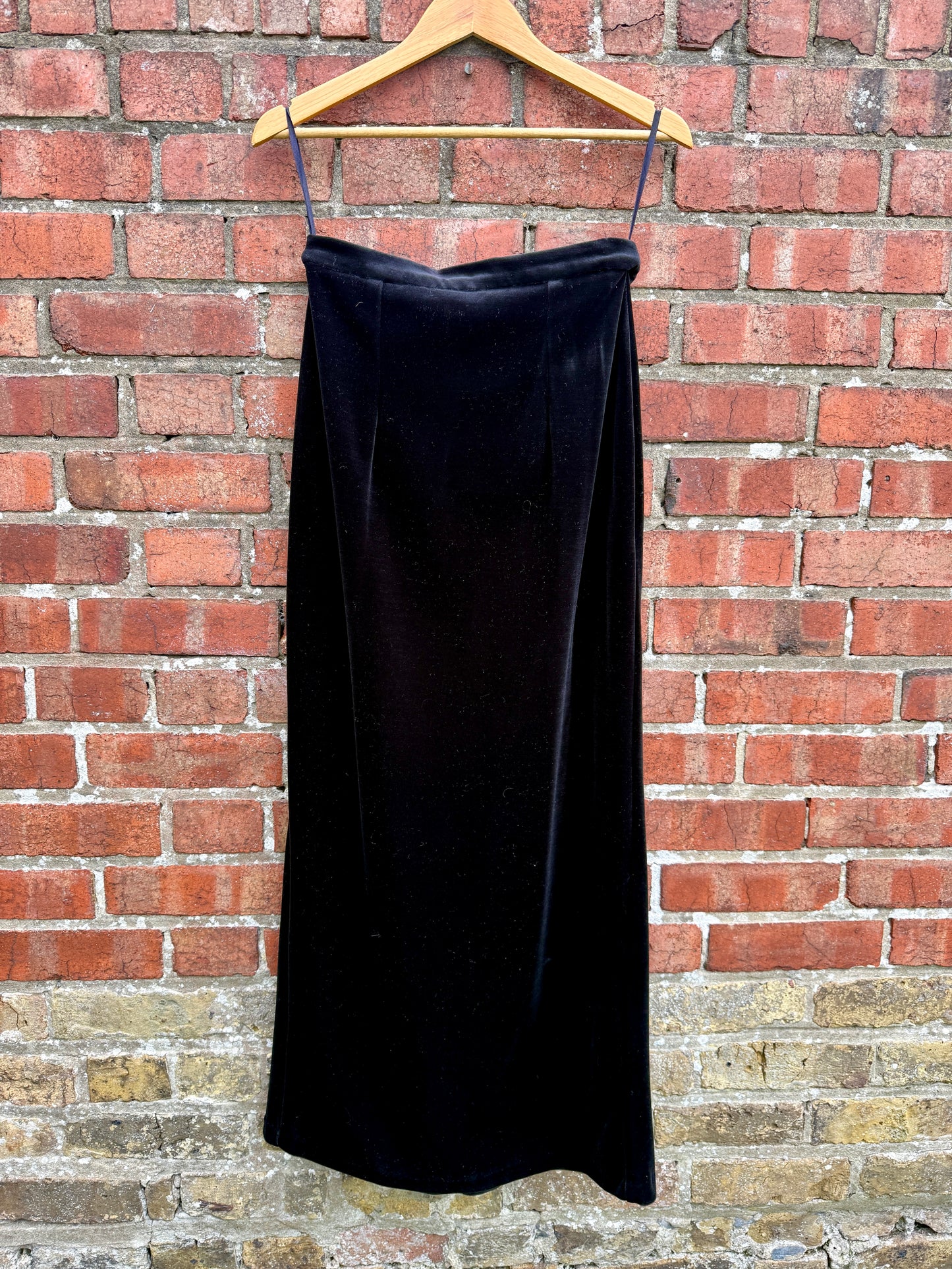 VINTAGE BLACK VELVET MEENA MAXI SKIRT - UK 10/12