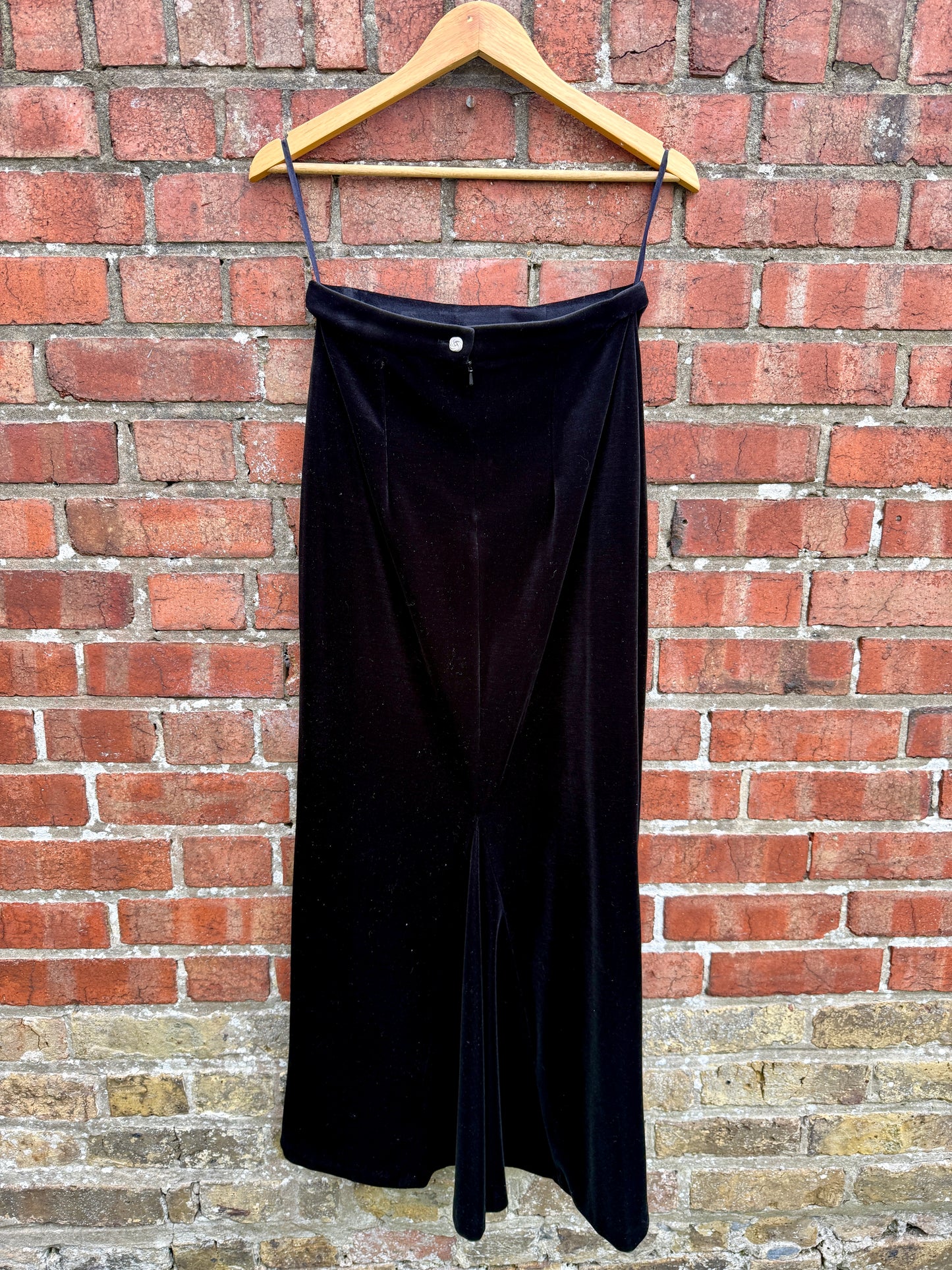 VINTAGE BLACK VELVET MEENA MAXI SKIRT - UK 10/12