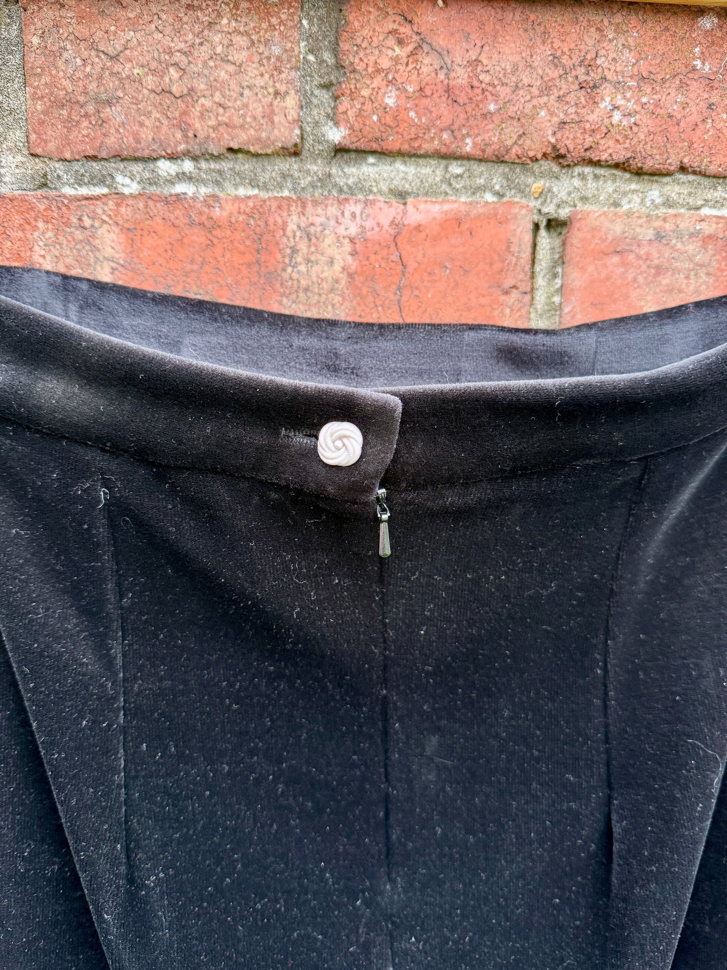 VINTAGE BLACK VELVET MEENA MAXI SKIRT - UK 10/12