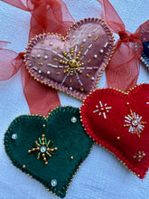 Load image into Gallery viewer, HANDMADE BEADED CHRISTMAS HEARTS