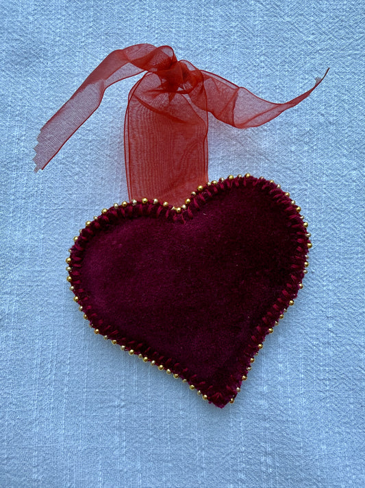 HANDMADE VELVET CHRISTMAS HEARTS