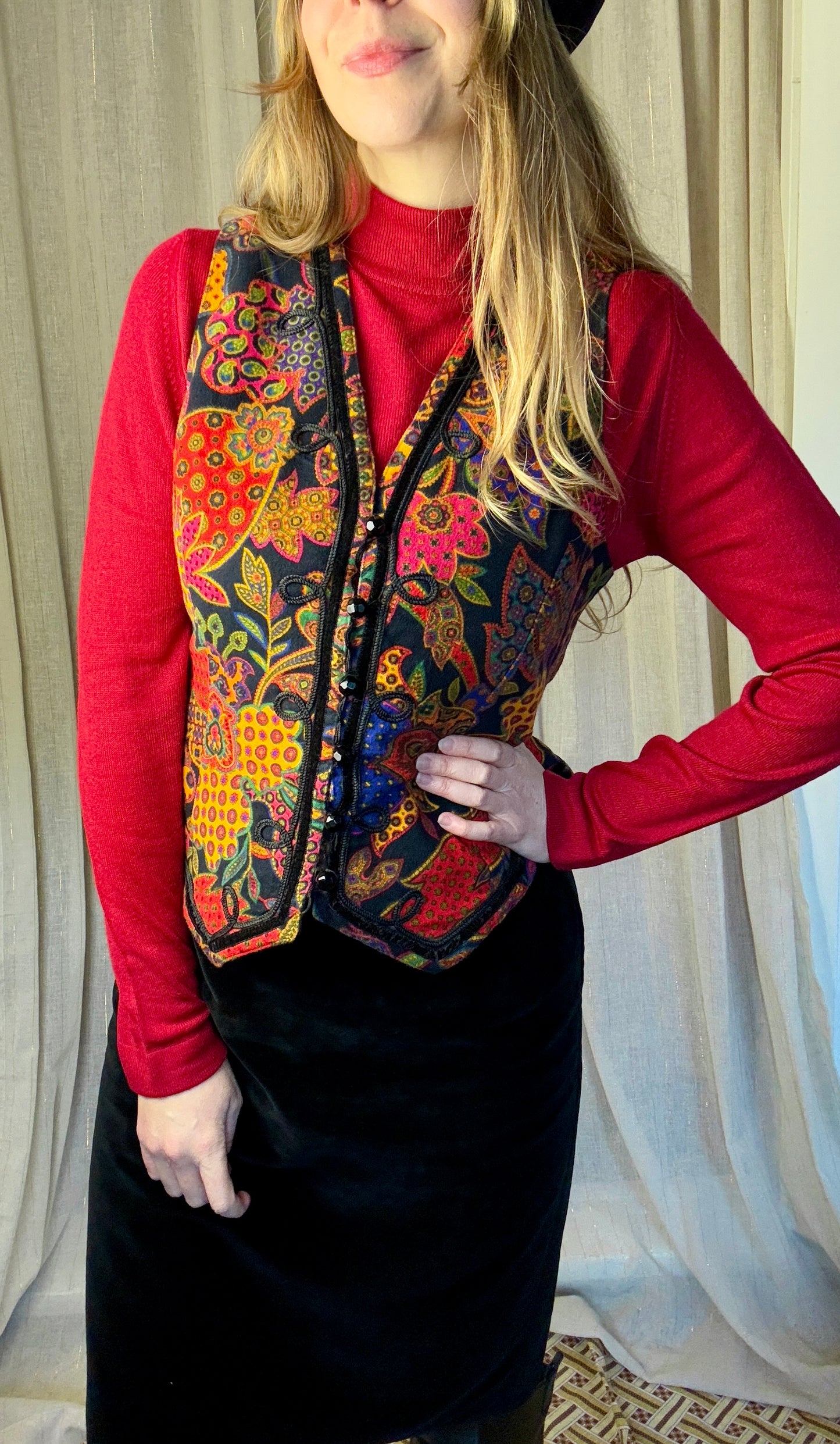 PAISLEY VELVET WAISTCOAT - UK 12/14