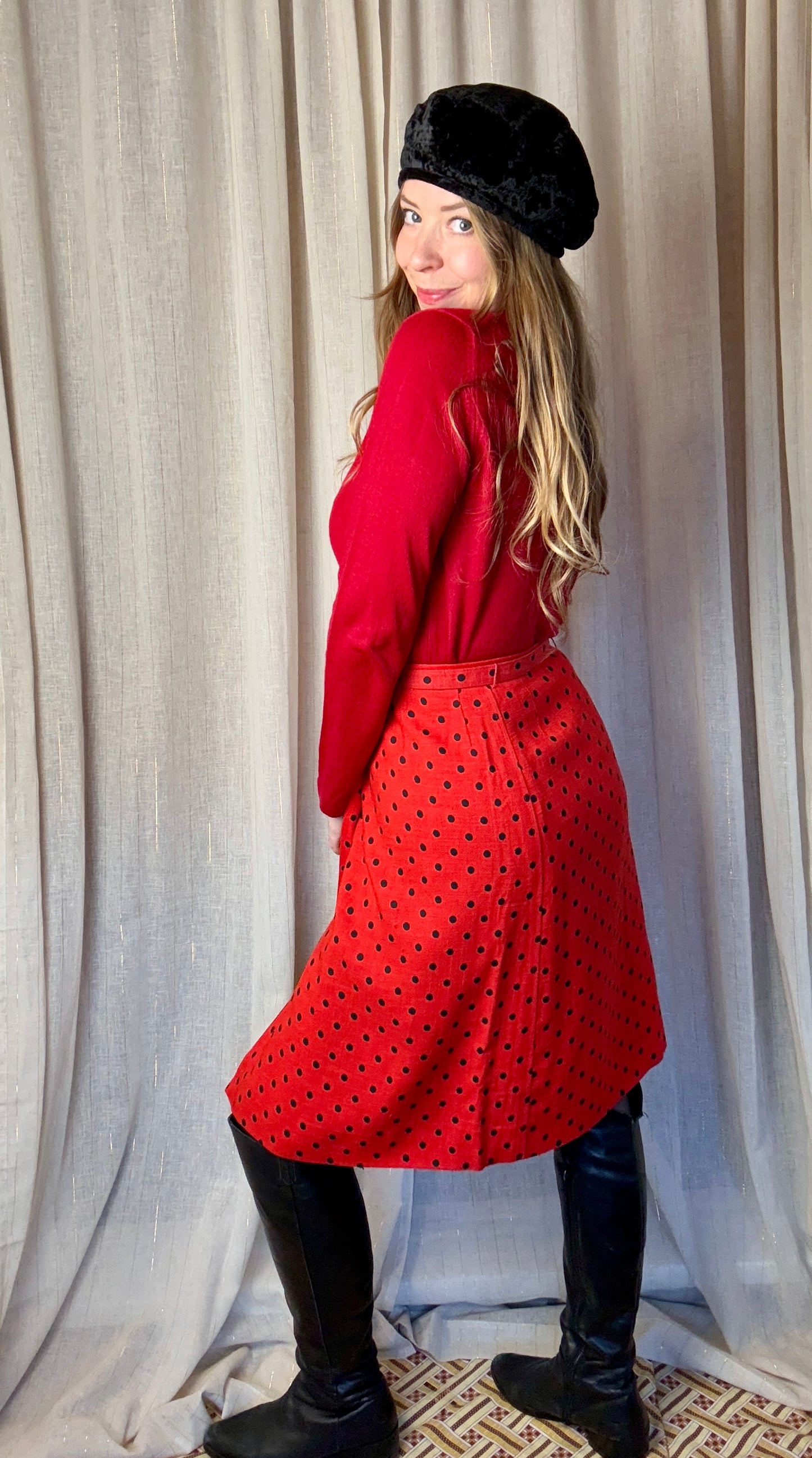 JAEGER POLKA DOT SKIRT - UK 8/10