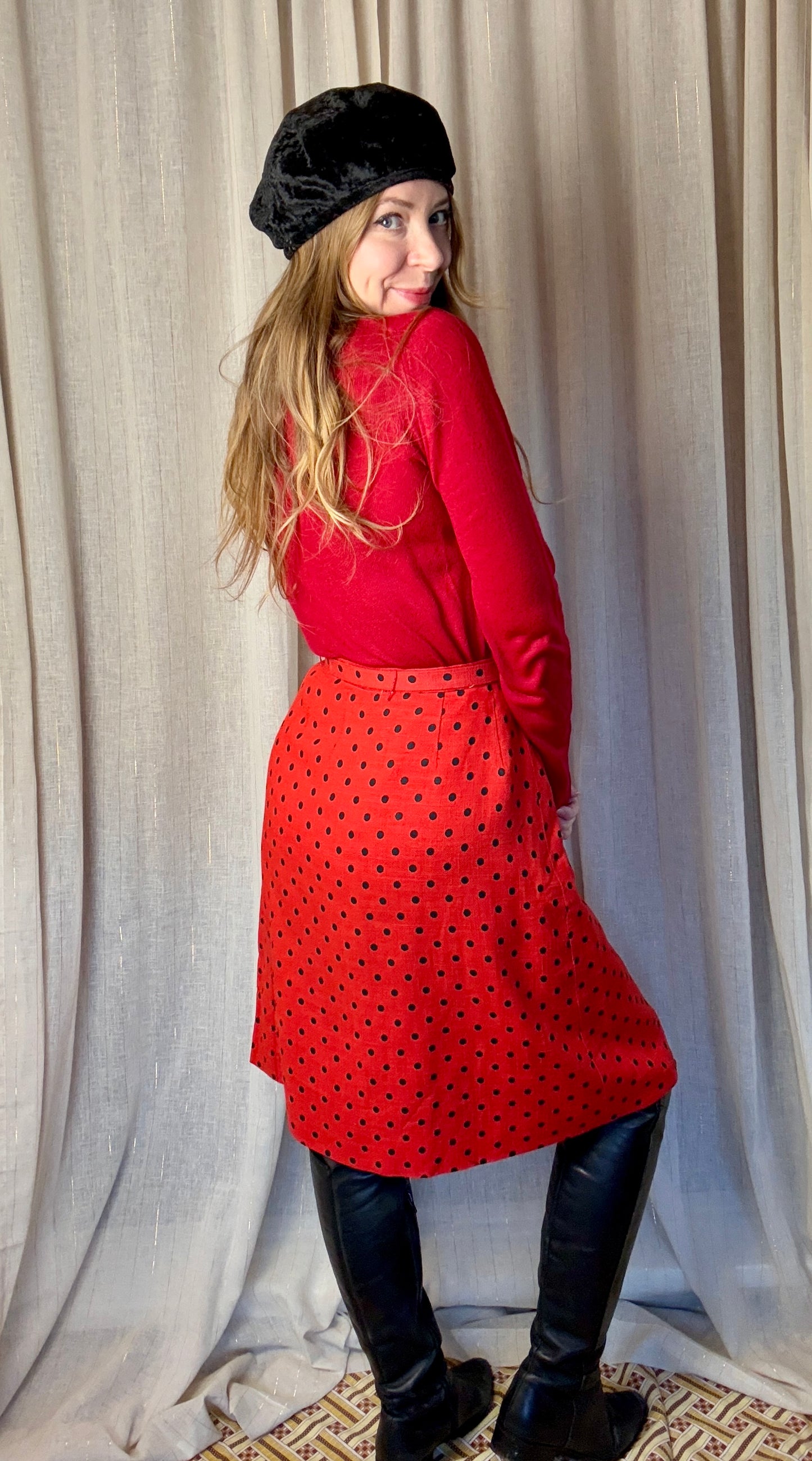 JAEGER POLKA DOT SKIRT - UK 8/10