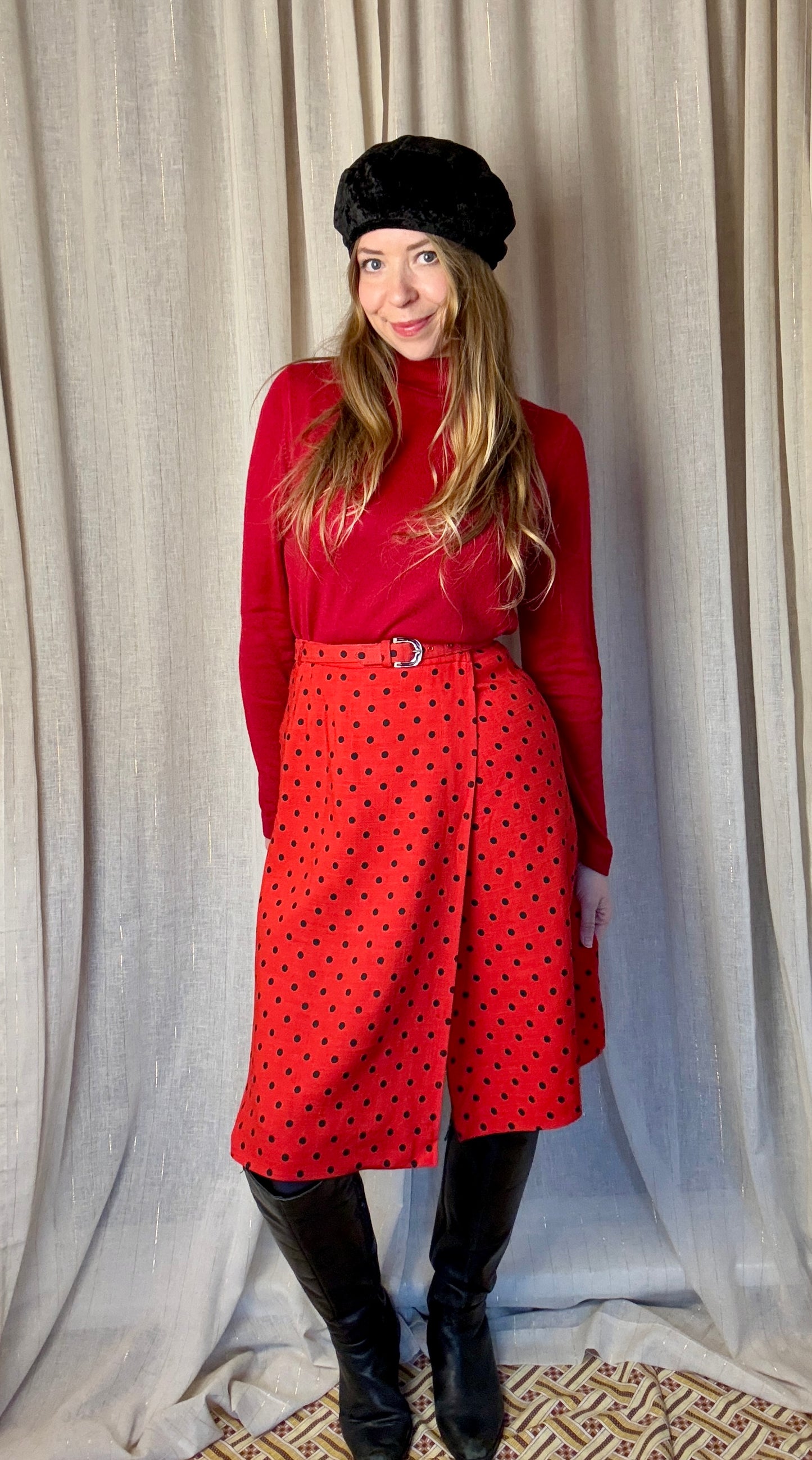 JAEGER POLKA DOT SKIRT - UK 8/10