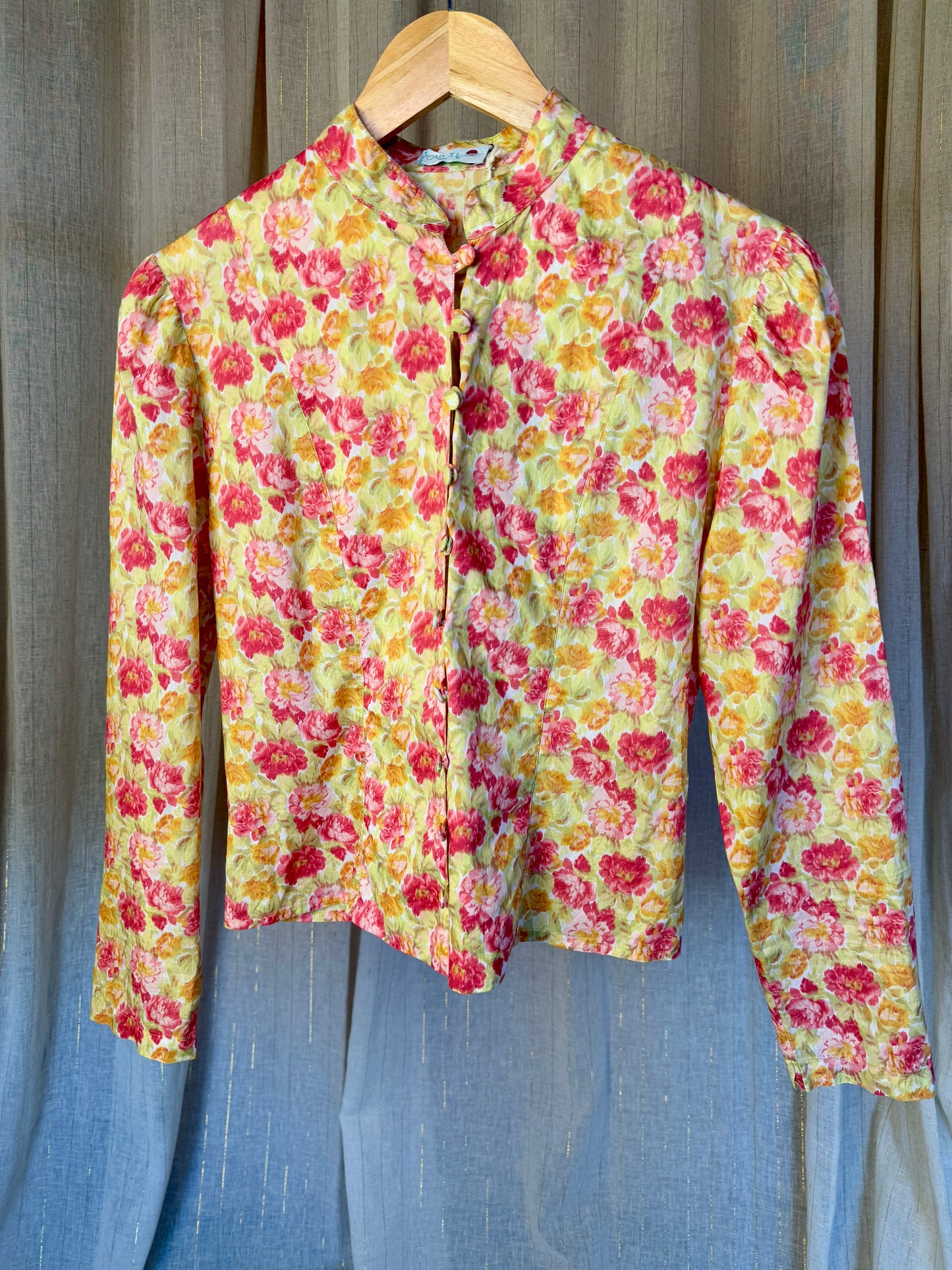 FLORAL DAHLIA COTTON BLOUSE - UK 8/10