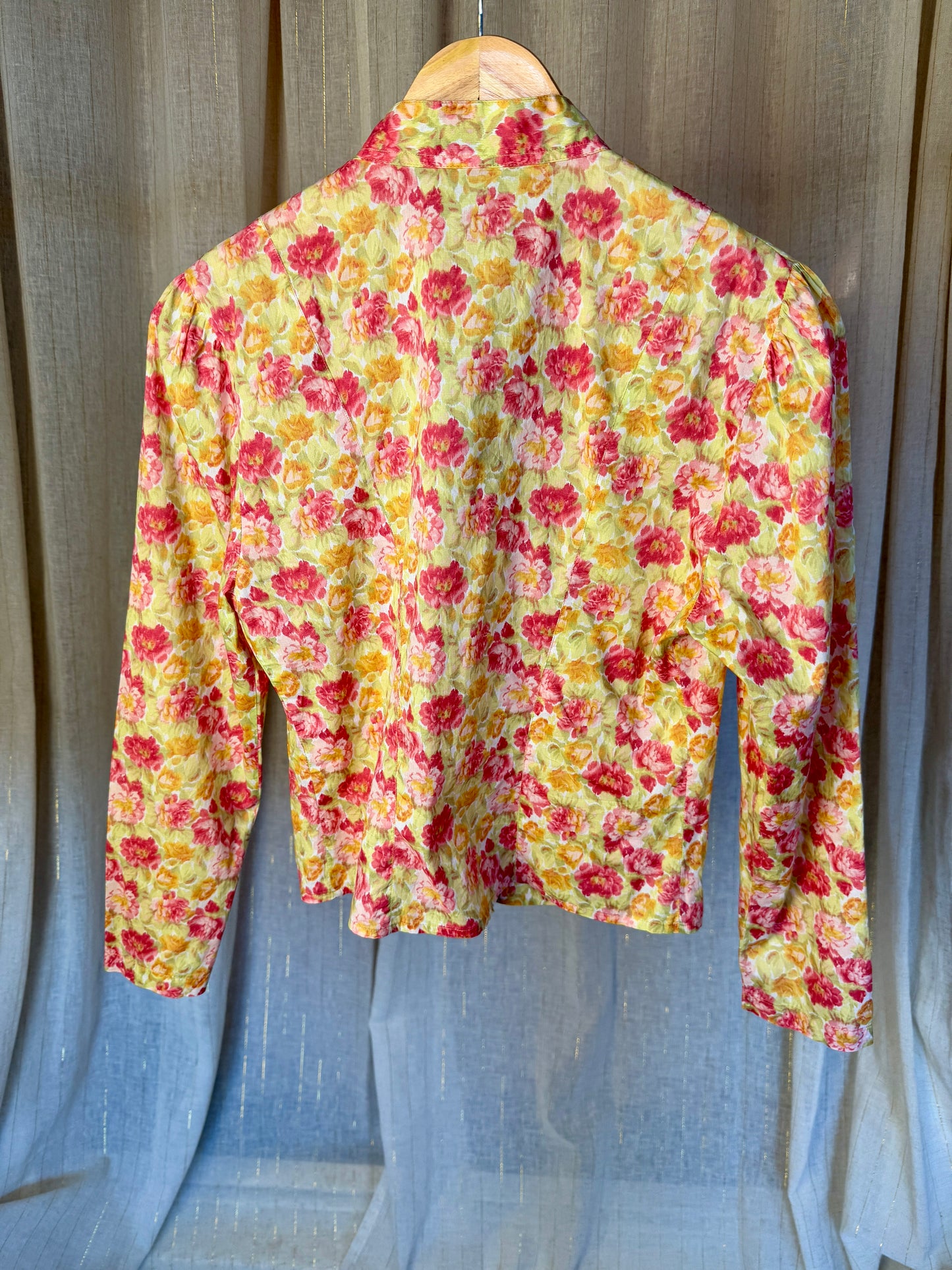 FLORAL DAHLIA COTTON BLOUSE - UK 8/10