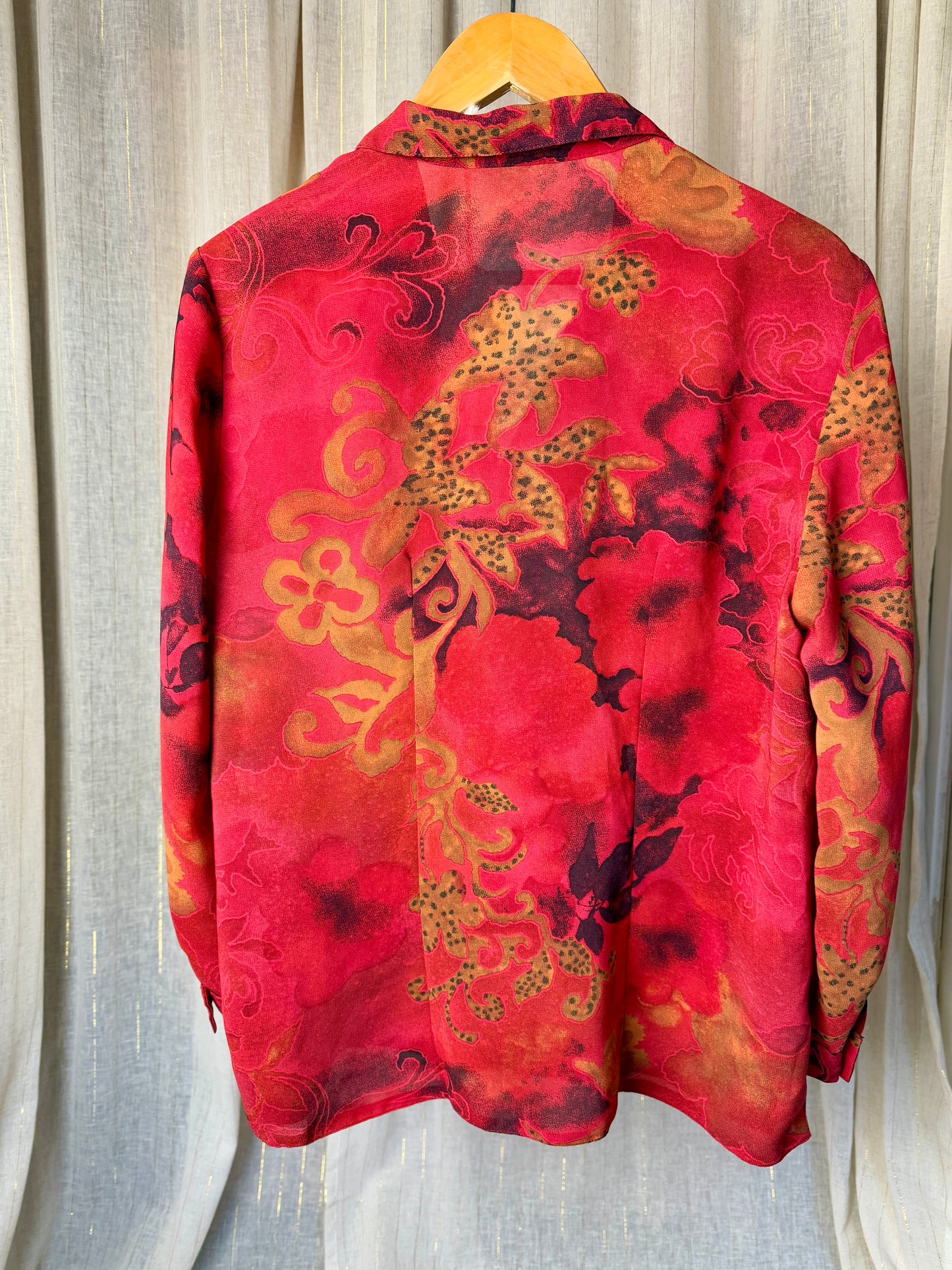 RED FLORAL JOPLIN SHIRT - UK 14/16