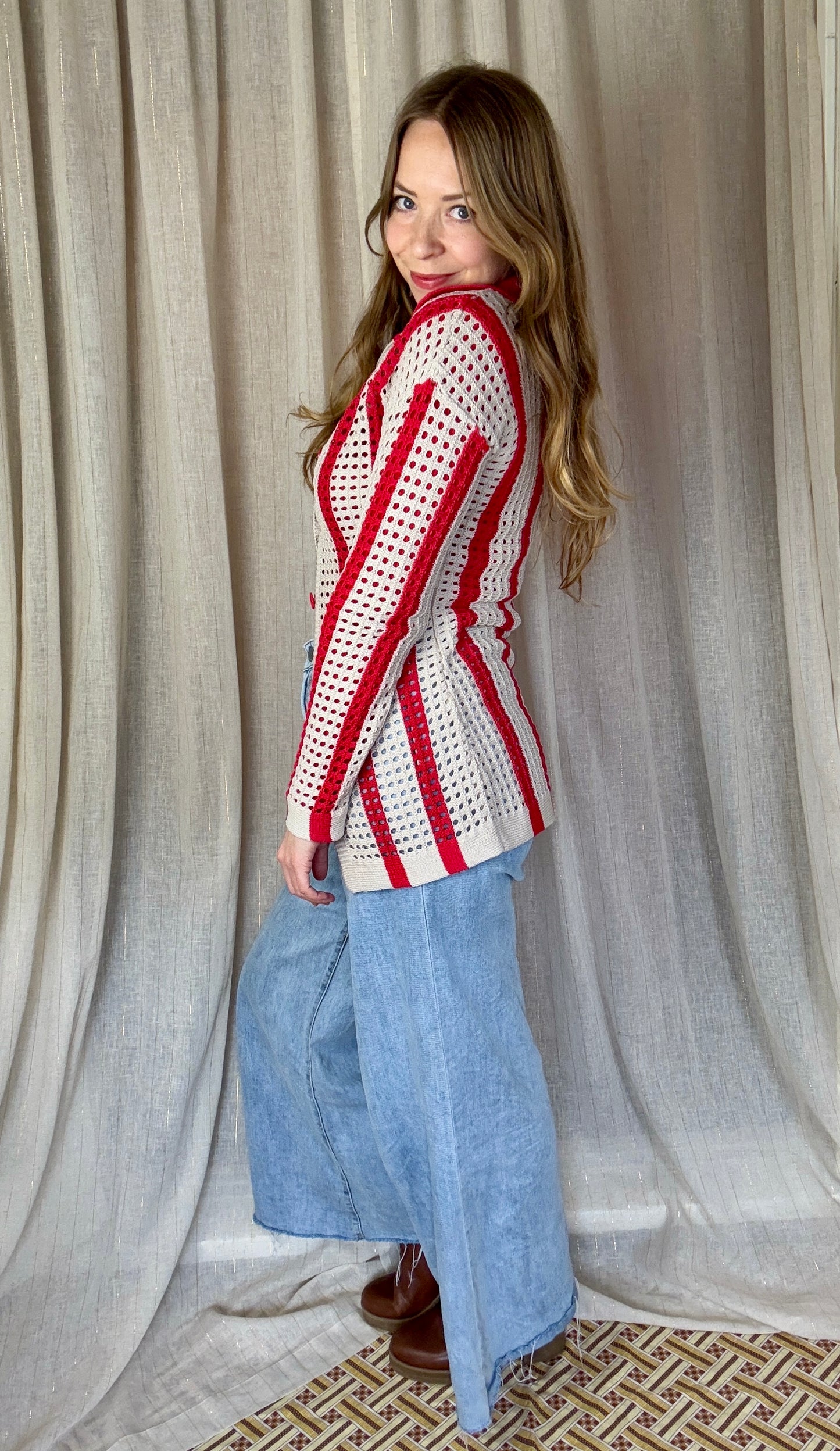 70S STRIPE CARDIGAN - UK 8