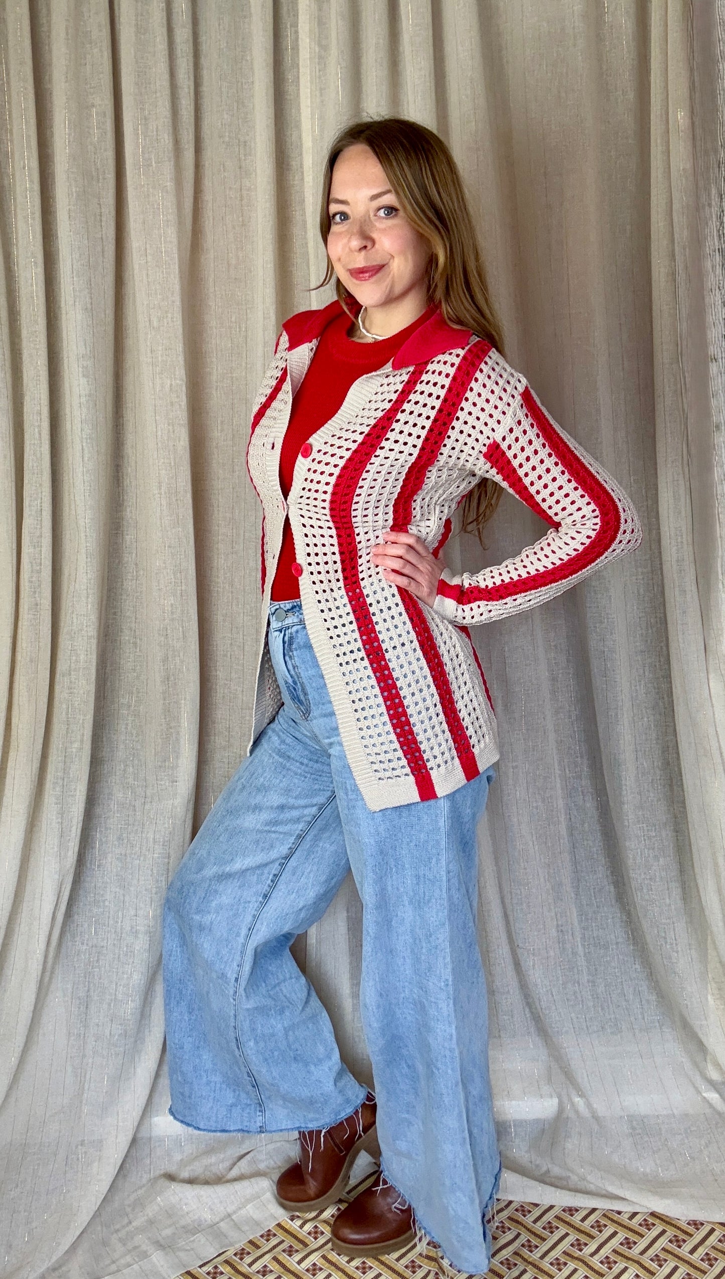 70S STRIPE CARDIGAN - UK 8