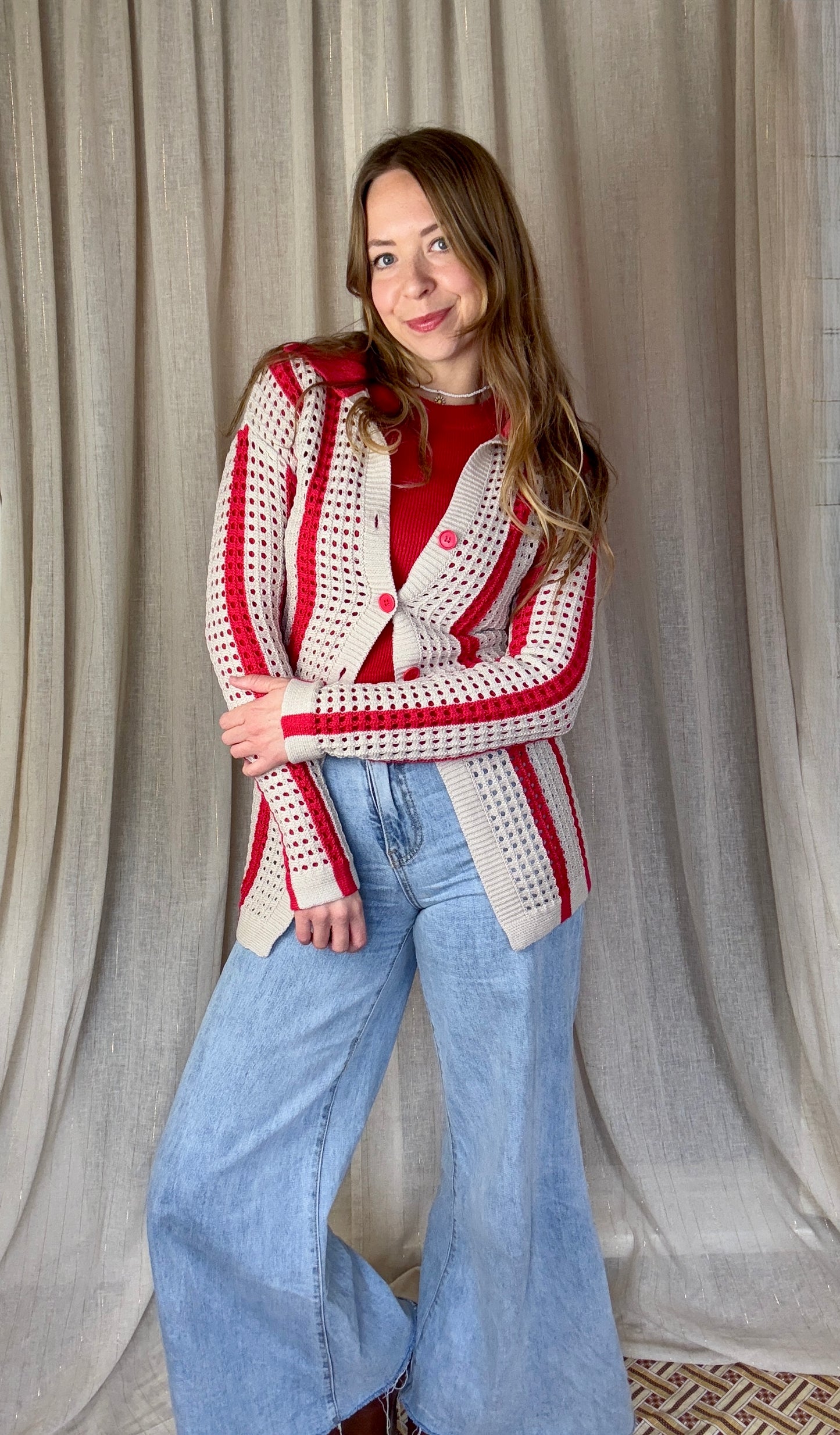 70S STRIPE CARDIGAN - UK 8