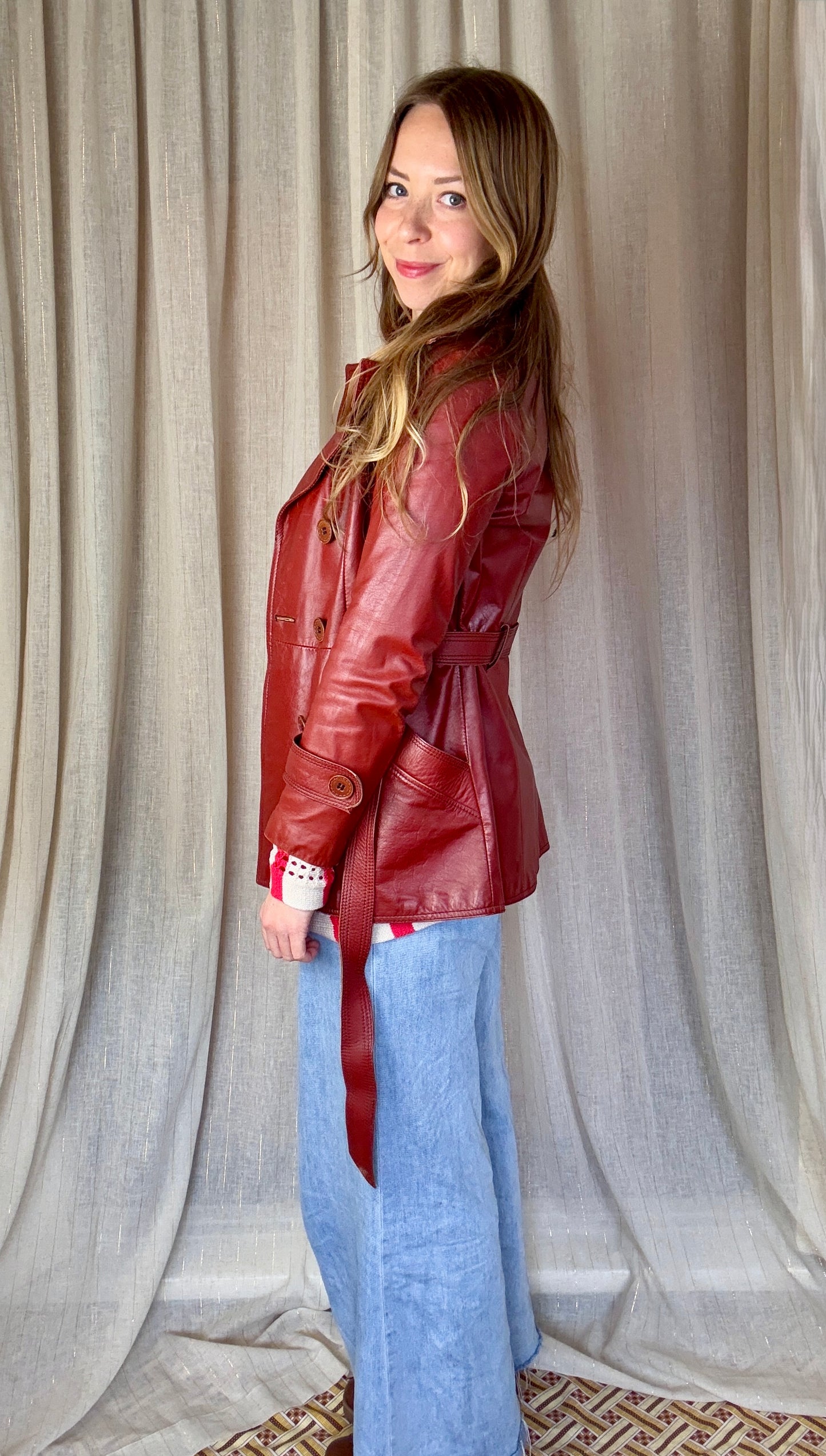 RED LEATHER MAEVE JACKET - UK 8/10