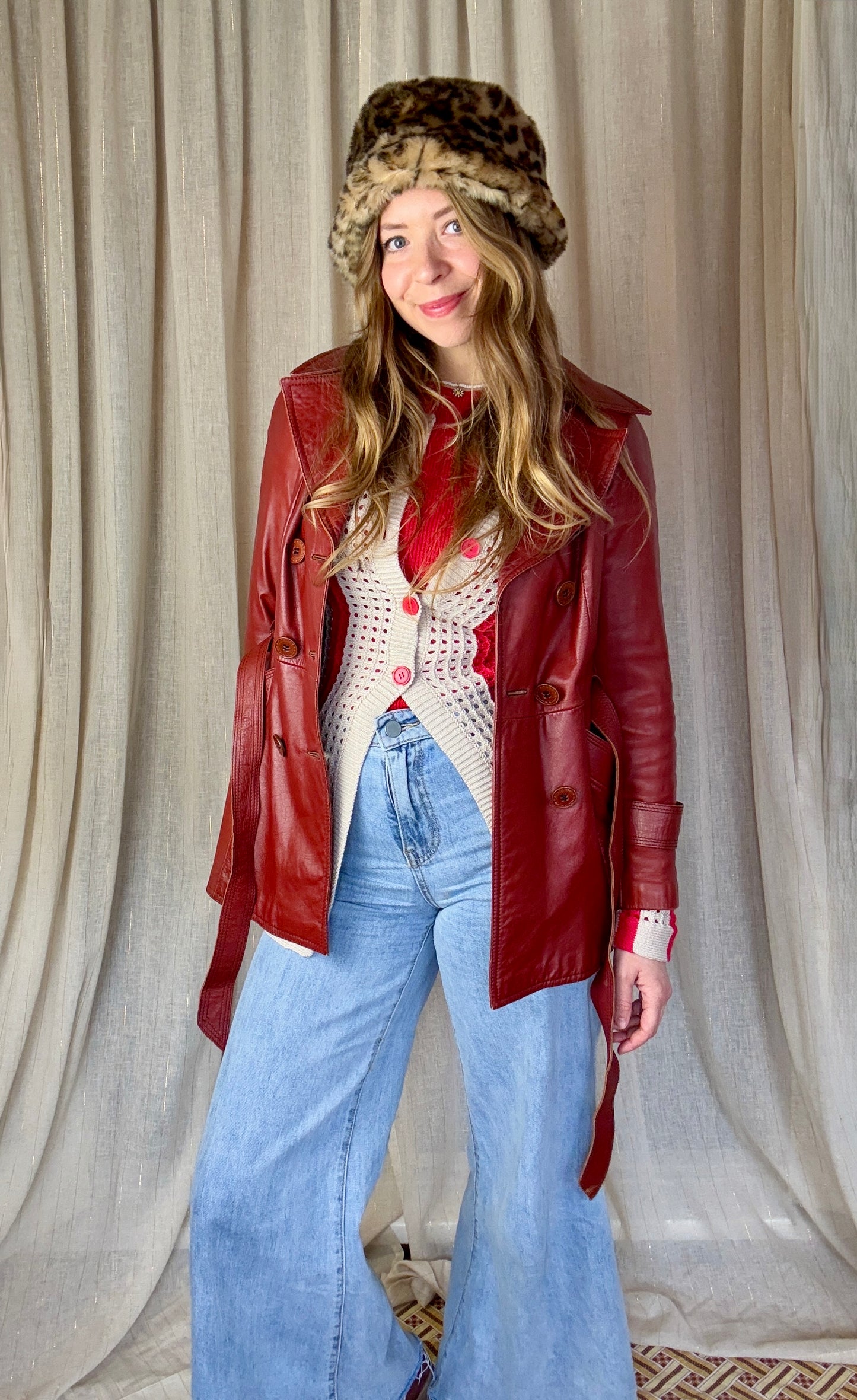 RED LEATHER MAEVE JACKET - UK 8/10