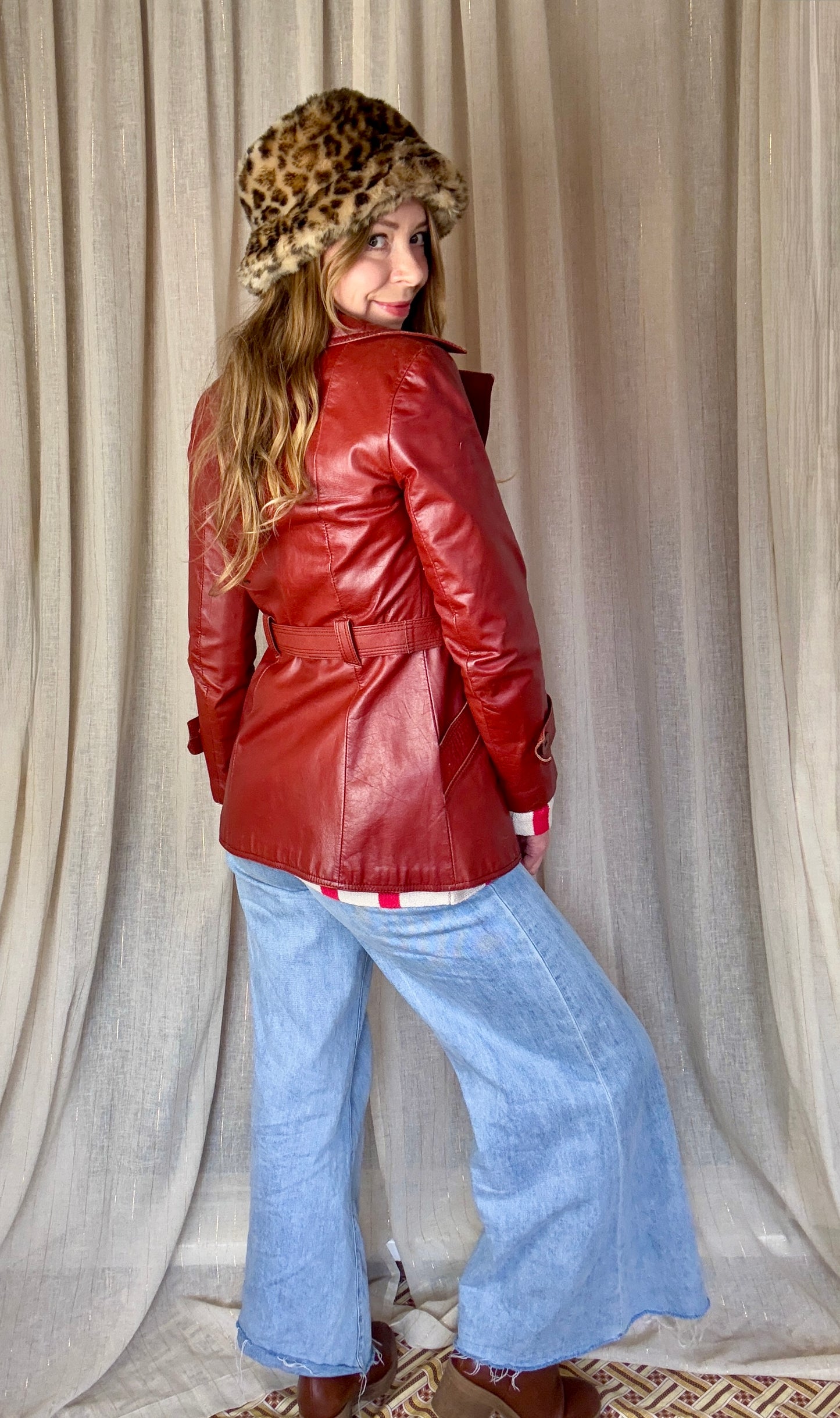 RED LEATHER MAEVE JACKET - UK 8/10