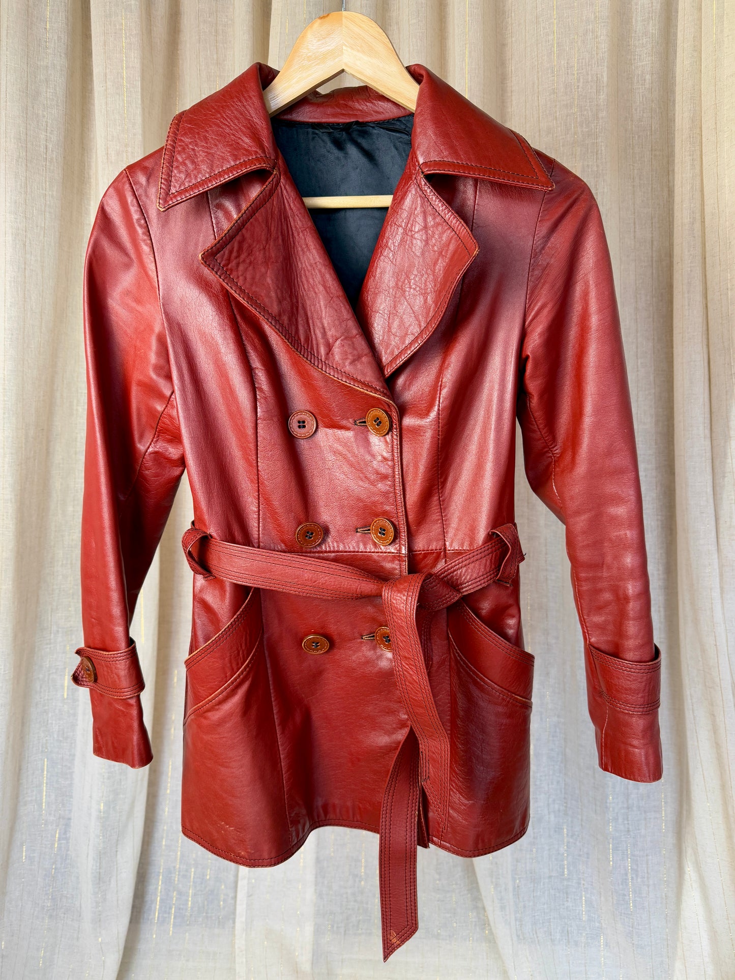 RED LEATHER MAEVE JACKET - UK 8/10