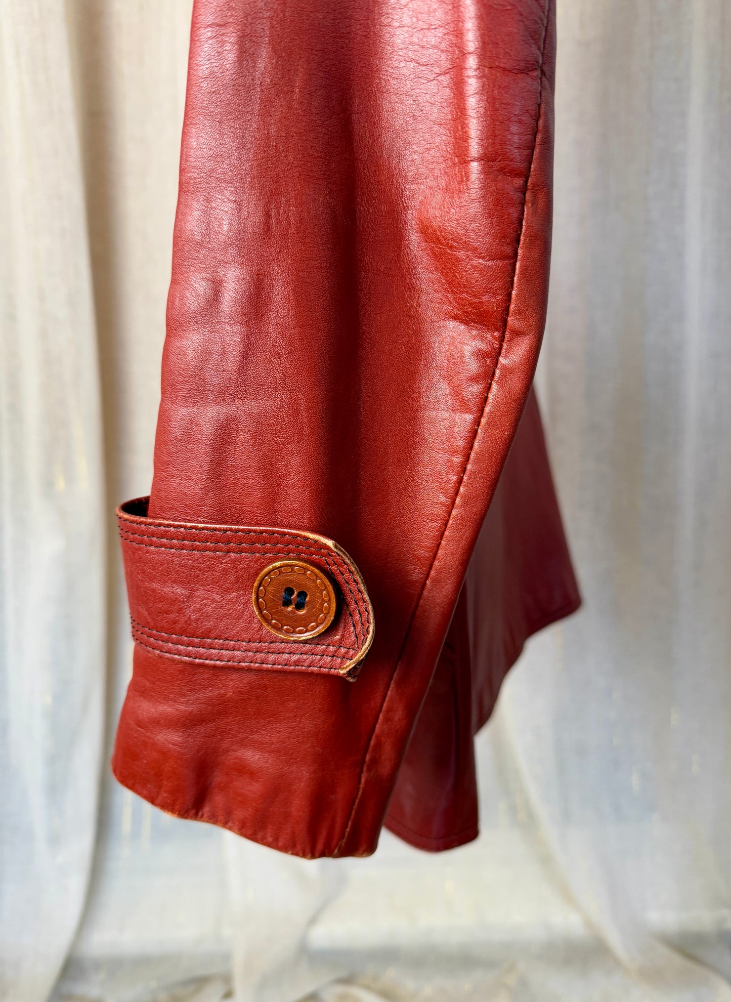 RED LEATHER MAEVE JACKET - UK 8/10