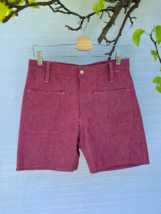MAROON DENIM DEMI HOTPANTS - UK 8/10