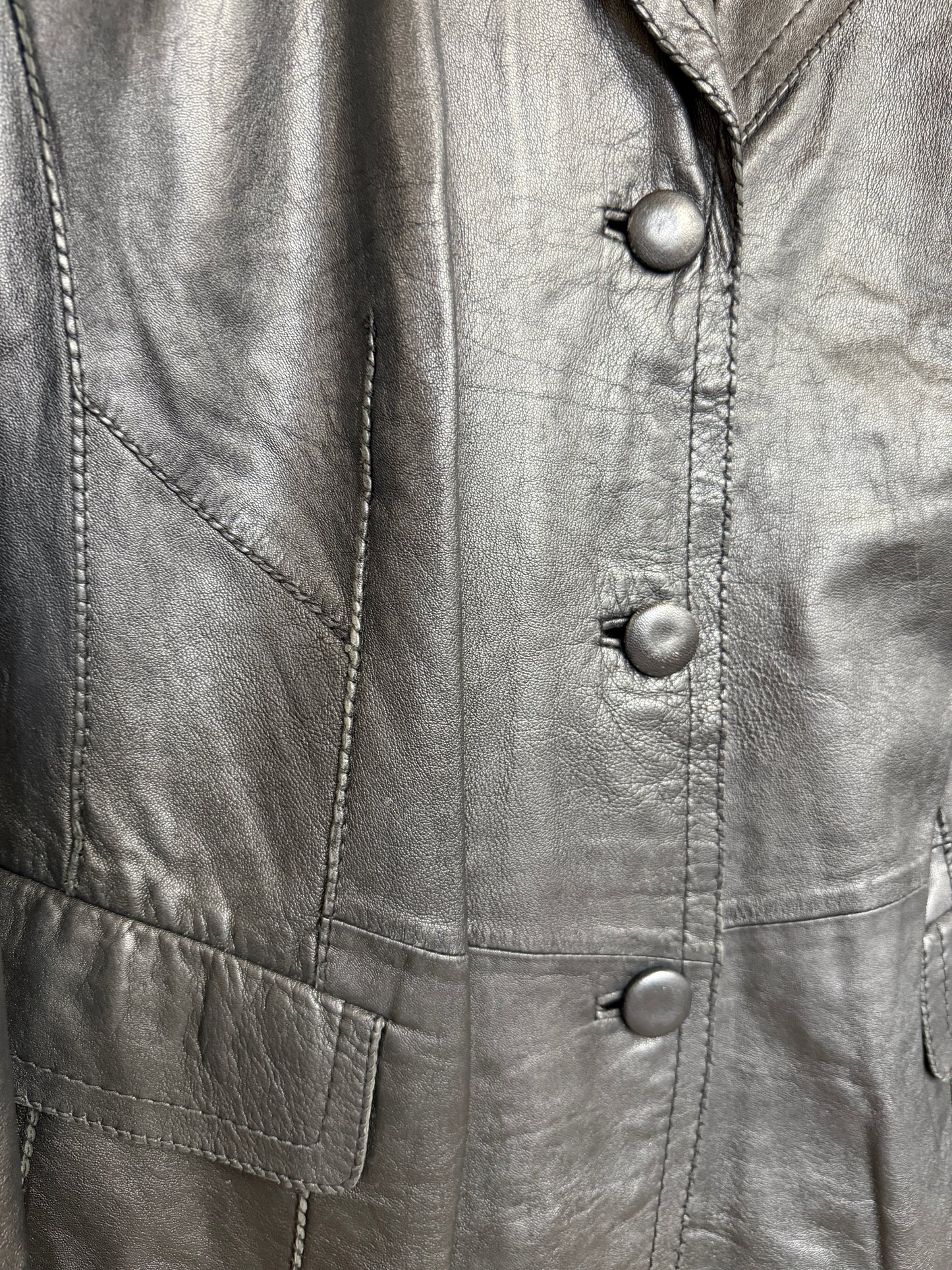 100% REAL LEATHER BLACK JACKET - UK 10 - 16