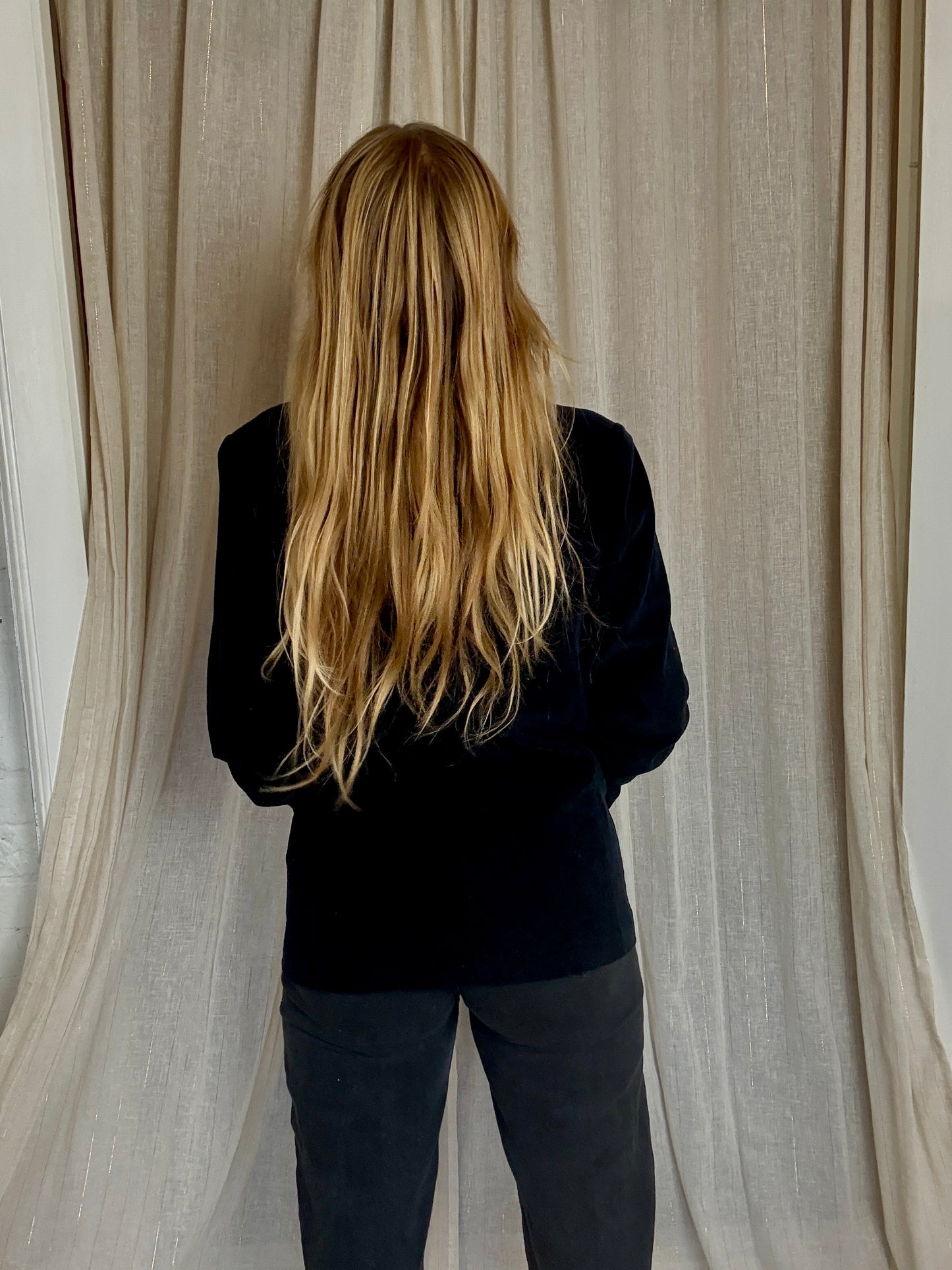100% COTTON BLACK CORD BLAZER - UK 14/16