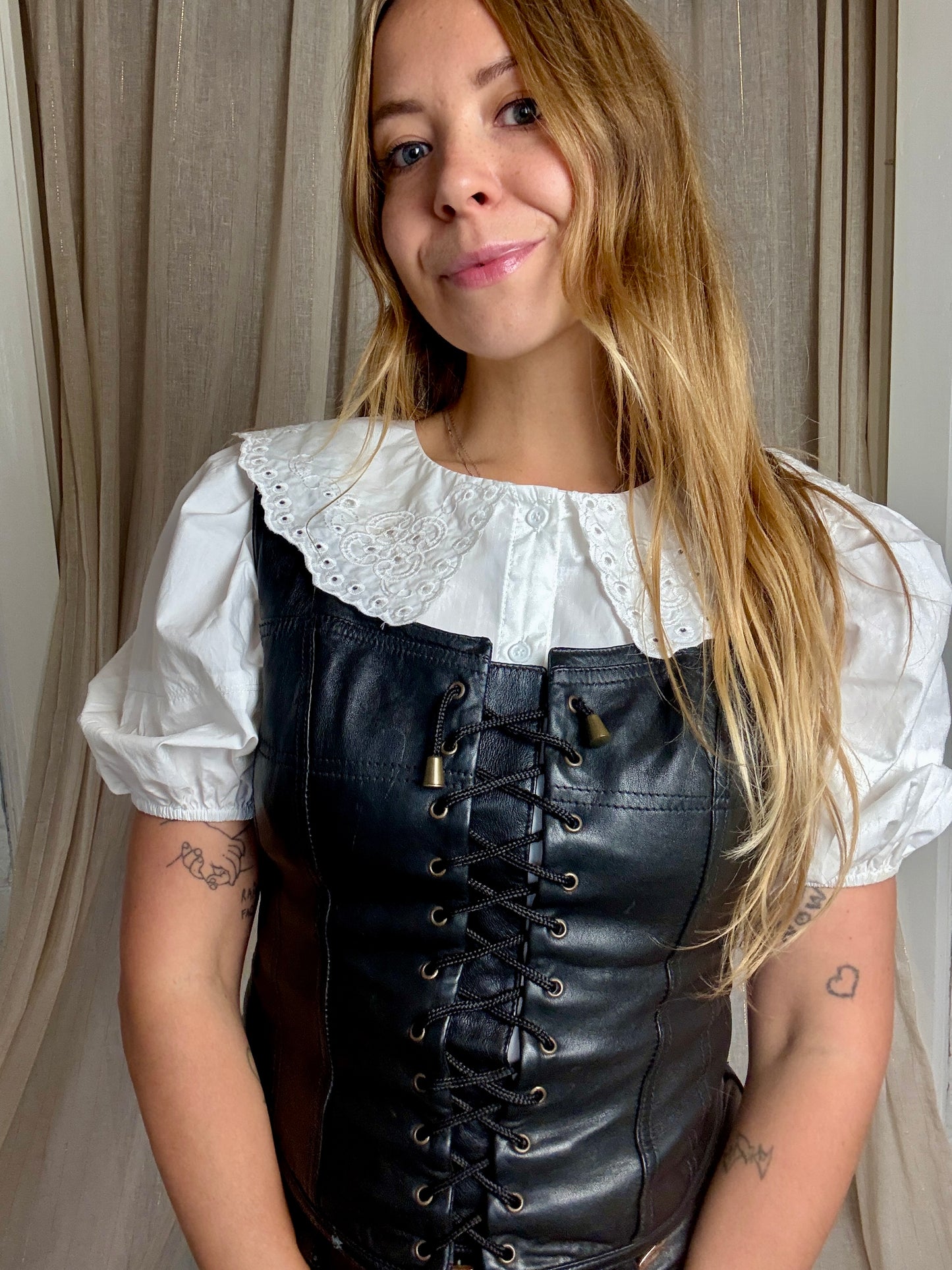 100% REAL LEATHER LACE-UP CORSET WAISTCOAT - 10/12