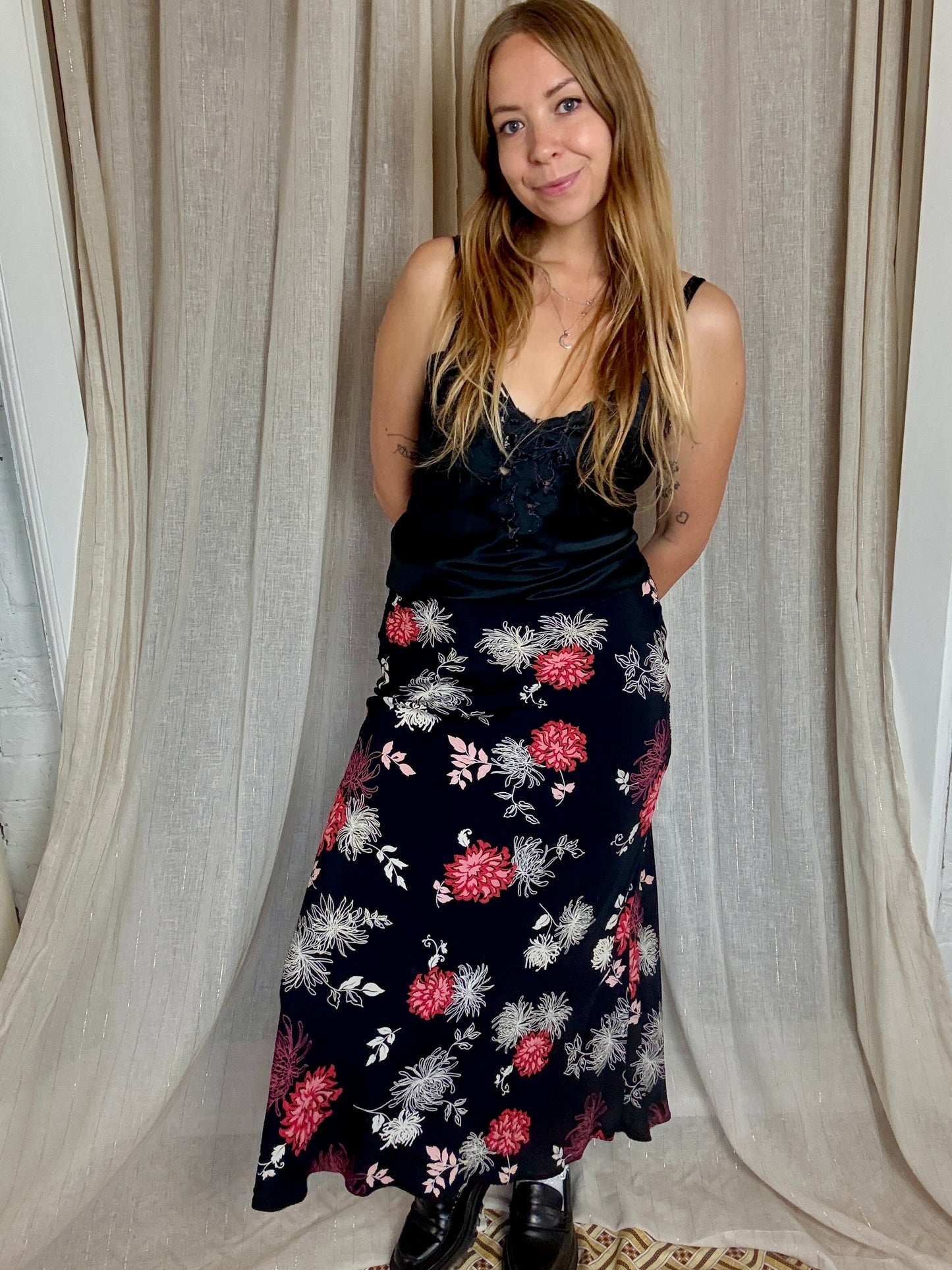 Y2K FLORAL PRINT MAXI SKIRT - UK - 12/14