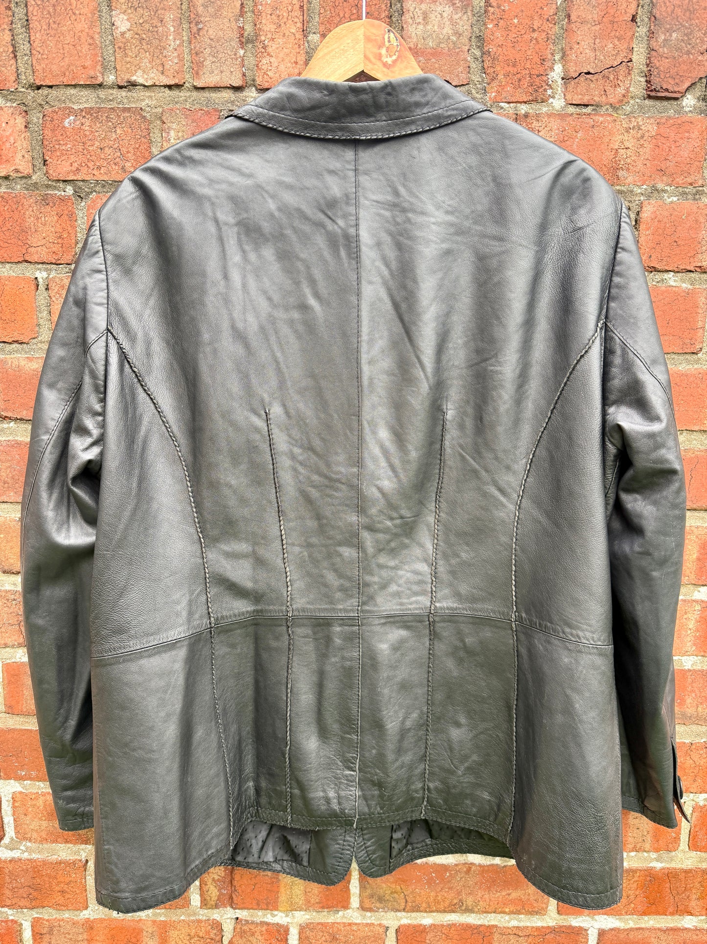 100% REAL LEATHER BLACK JACKET - UK 10 - 16