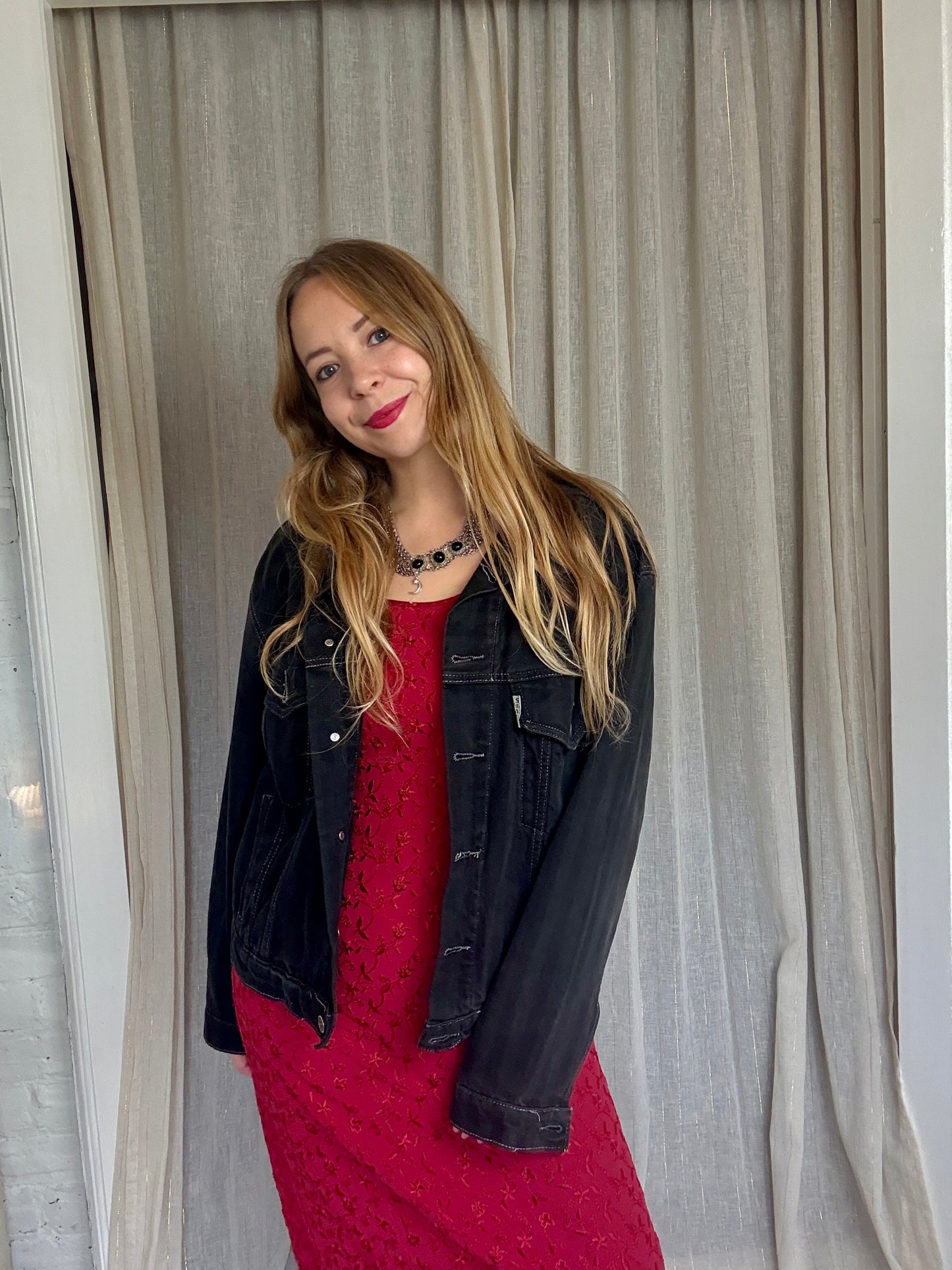 VINTAGE LEVIS BLACK DENIM JACKET - UK 8-14