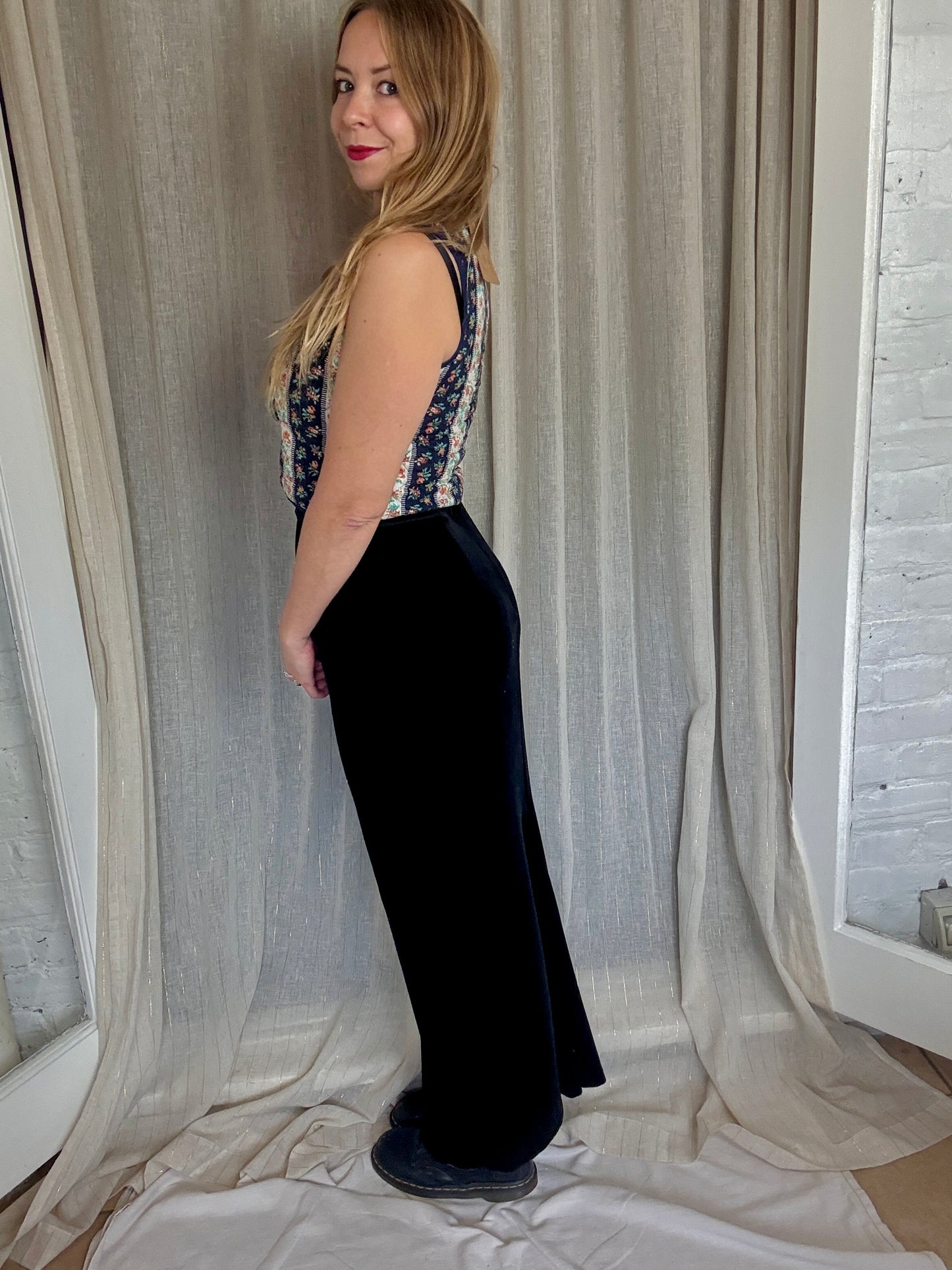 VINTAGE BLACK VELVET MEENA MAXI SKIRT - UK 10/12