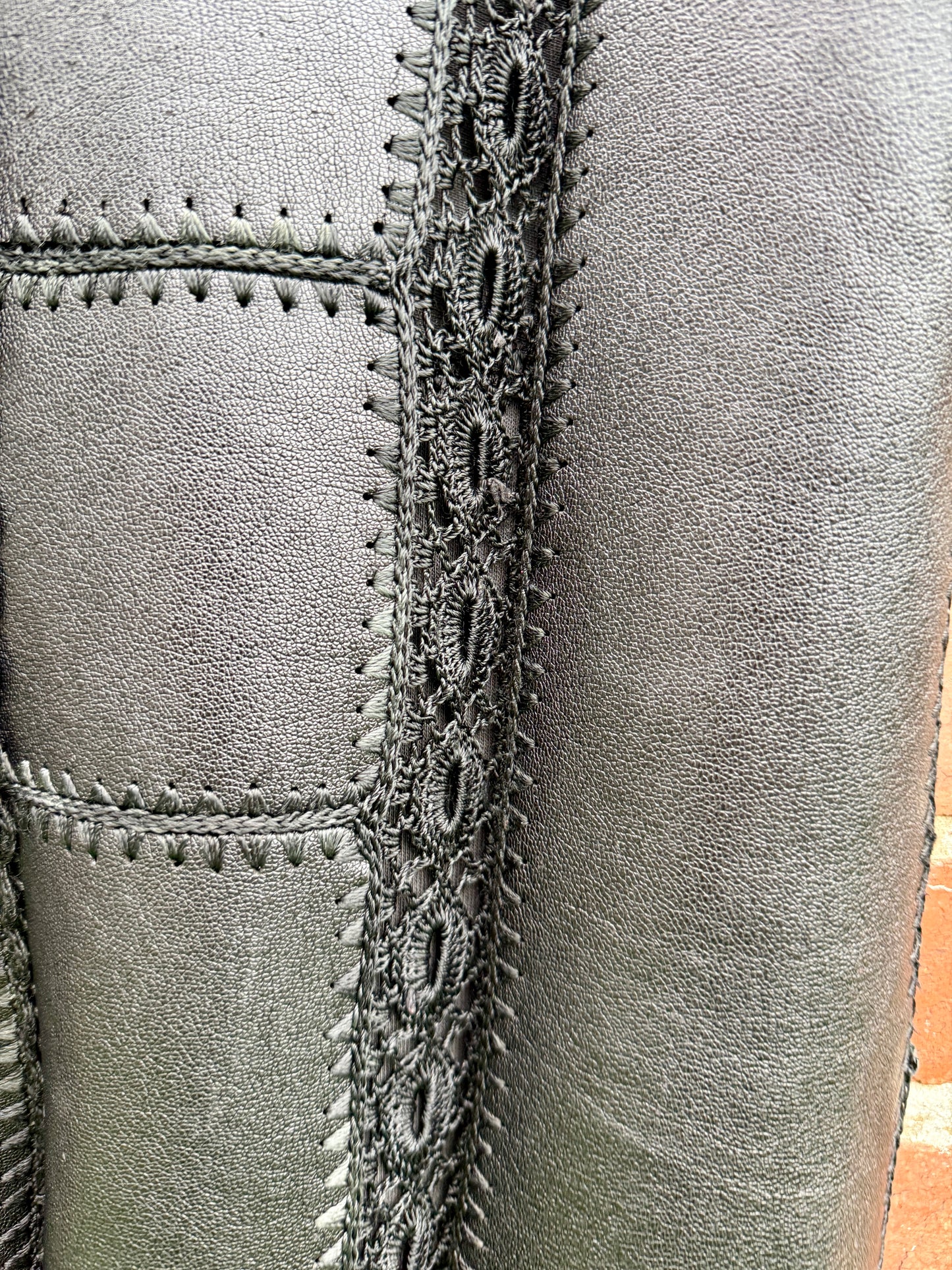 FAUX LEATHER + CROCHET WAISTCOAT - UK 12/14