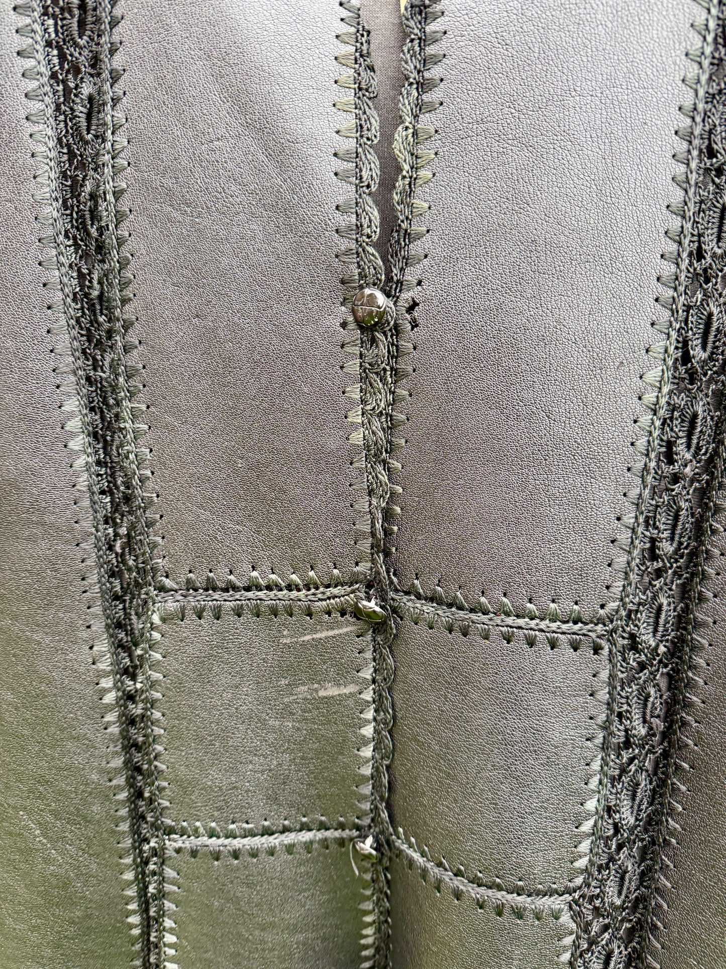 FAUX LEATHER + CROCHET WAISTCOAT - UK 12/14