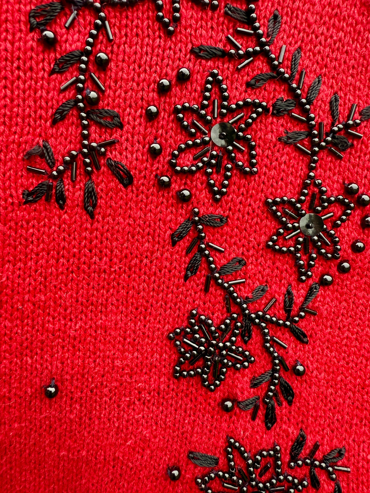 VINTAGE RED BEADED MILLIE CARDIGAN - UK 8-14