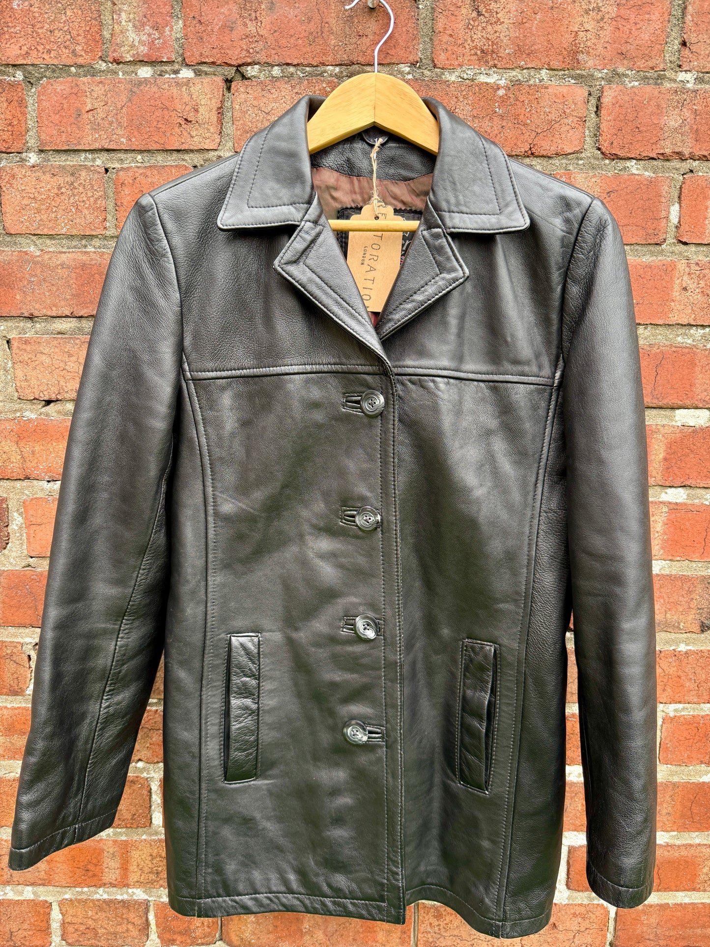 100% VINTAGE REAL LEATHER FITTED JACKET - UK 8/10