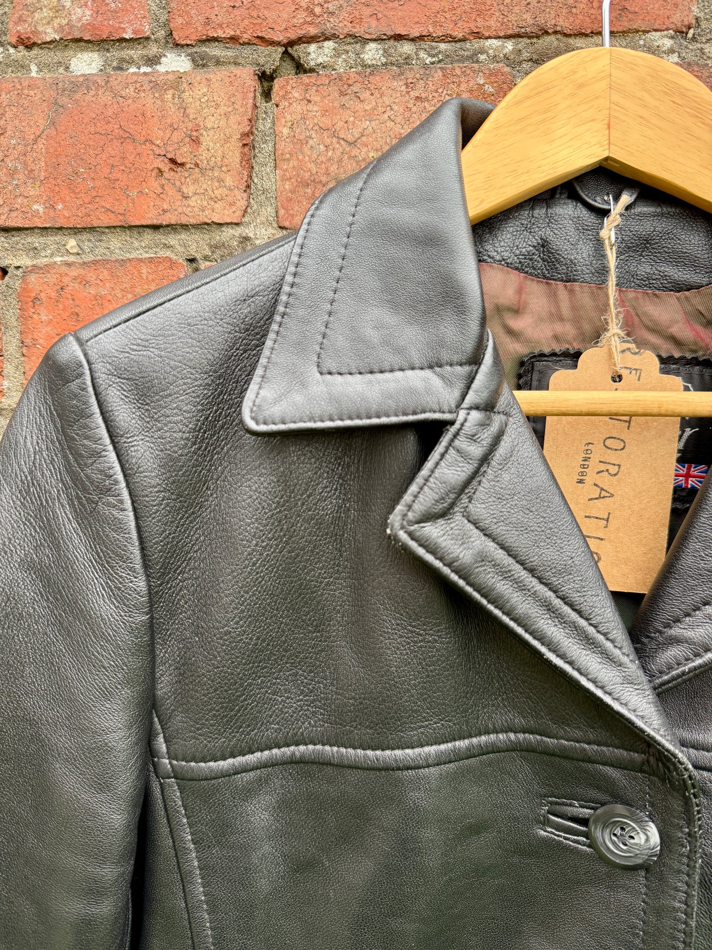 100% VINTAGE REAL LEATHER FITTED JACKET - UK 8/10