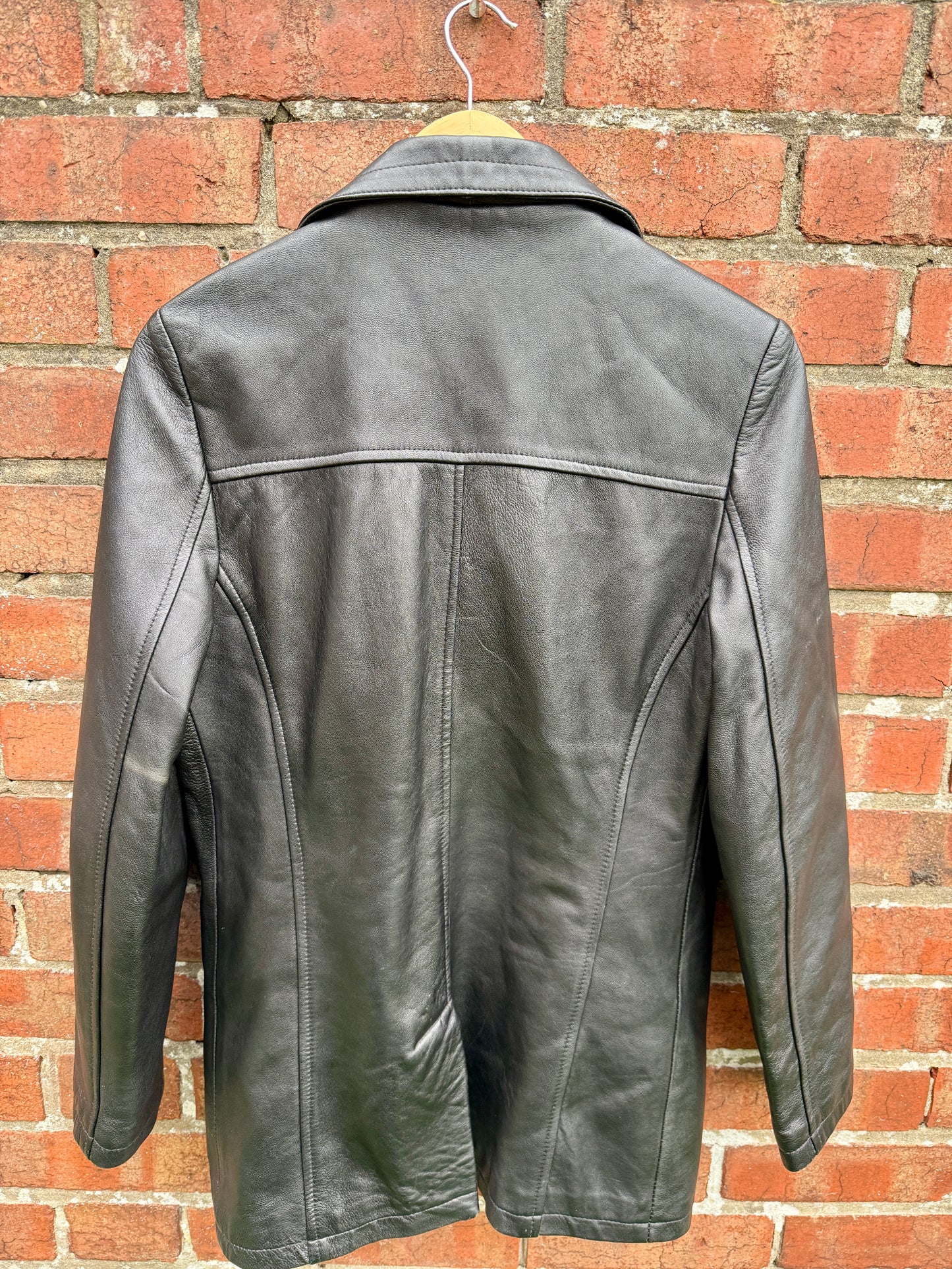 100% VINTAGE REAL LEATHER FITTED JACKET - UK 8/10