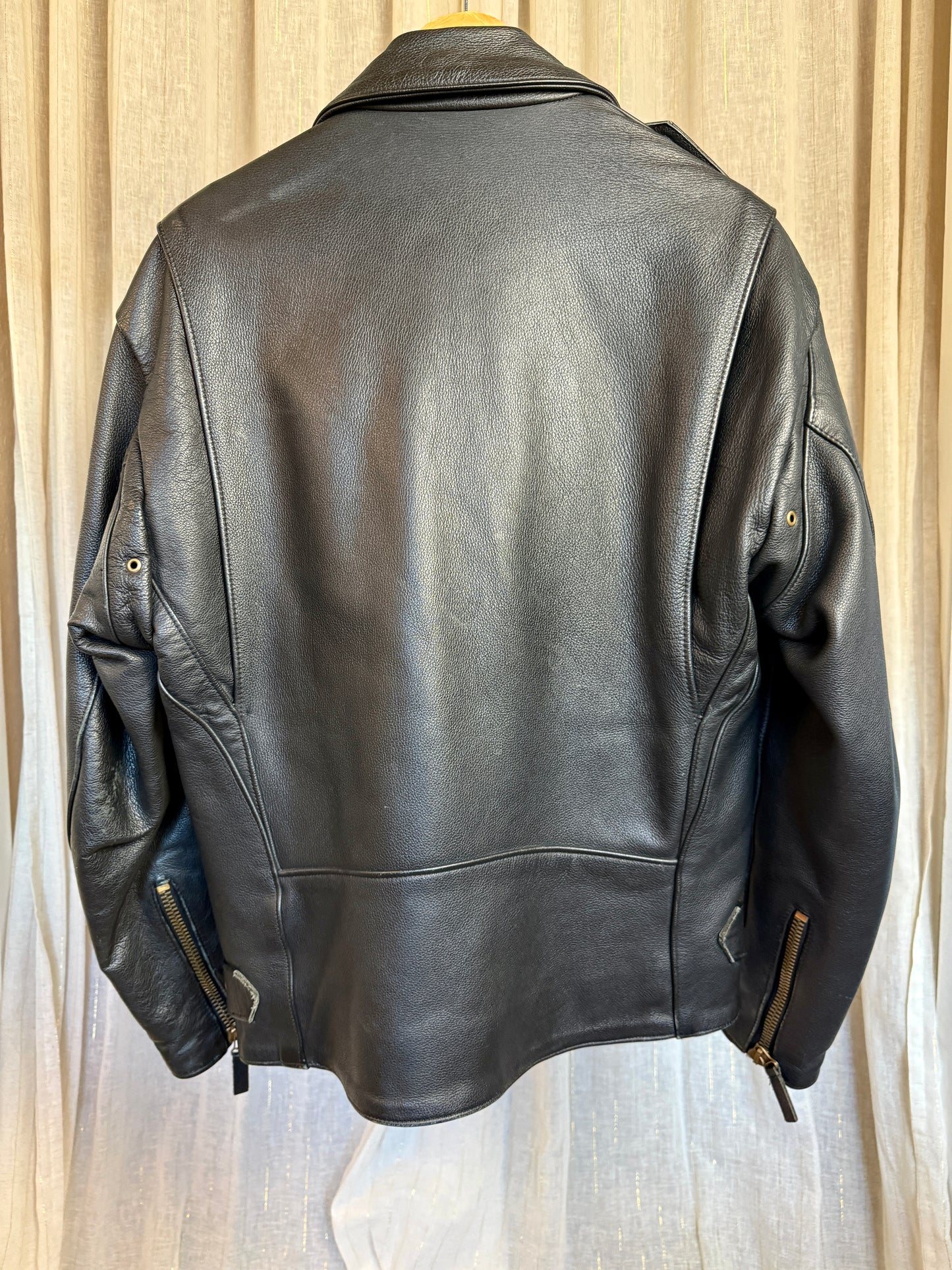 VINTAGE 100% REAL LEATHER BIKER JACKET - UK 10