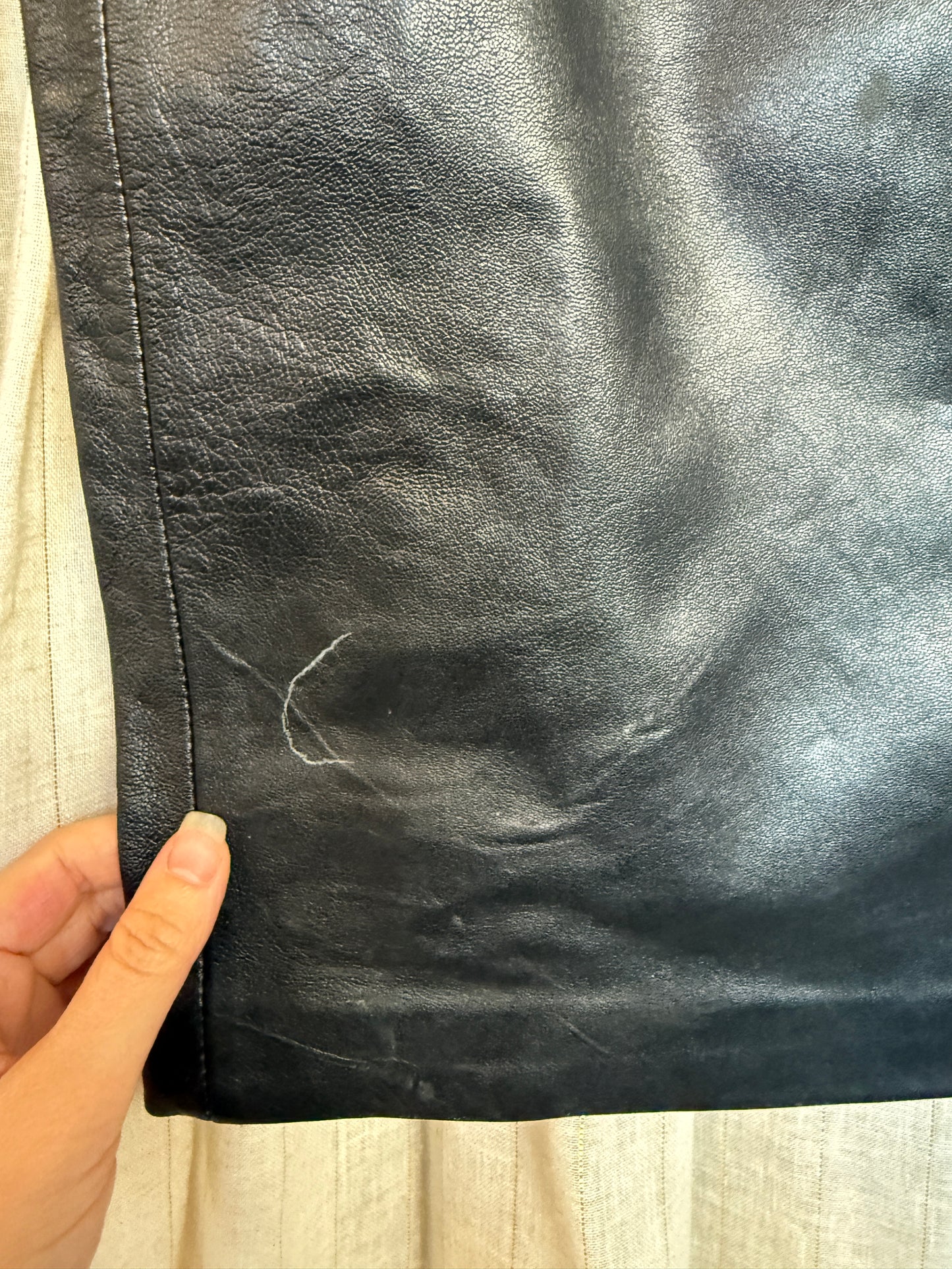 VINTAGE 100% REAL LEATHER BLACK TROUSERS - UK 8-10