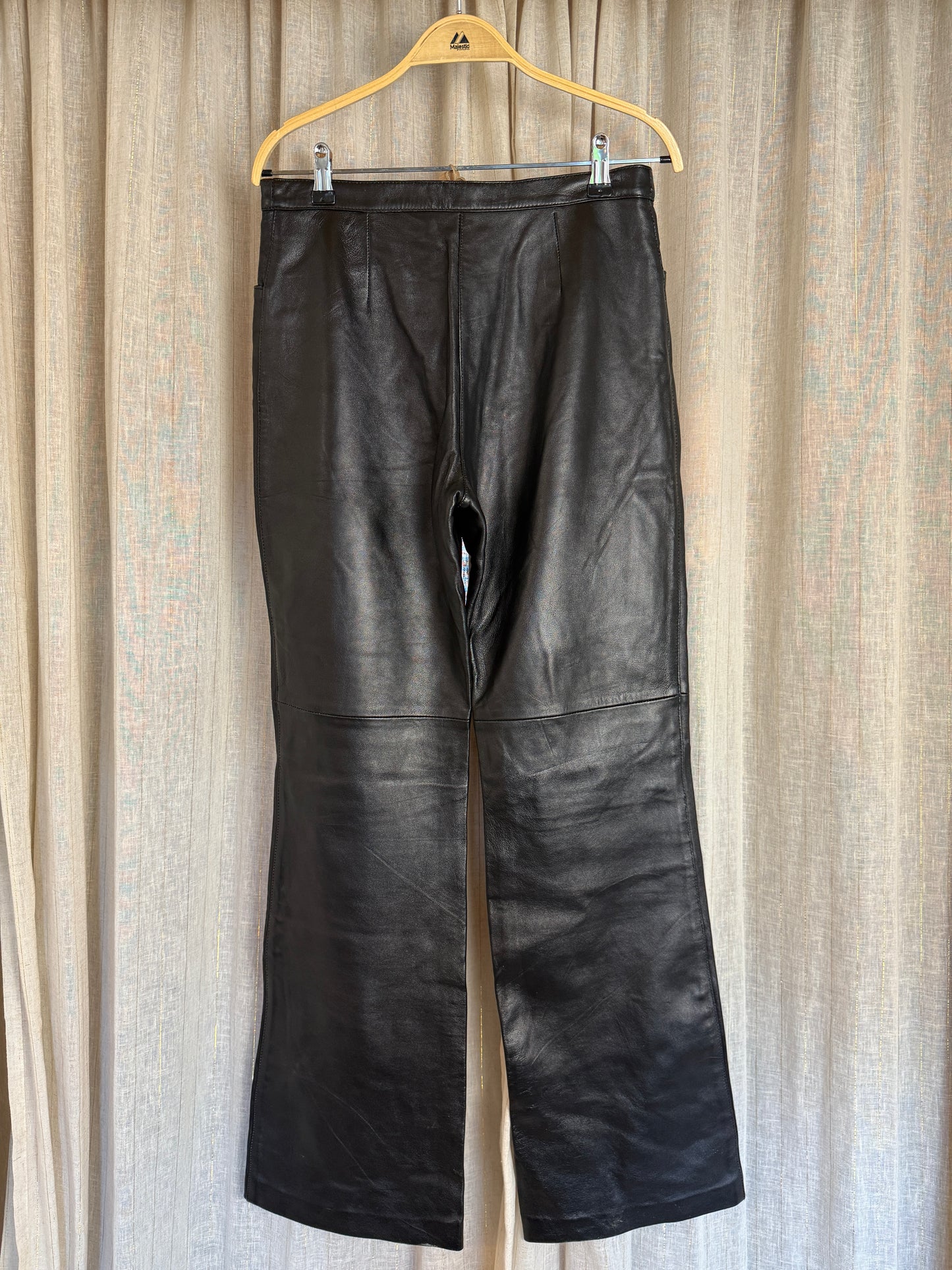VINTAGE 100% REAL LEATHER BLACK TROUSERS - UK 8-10