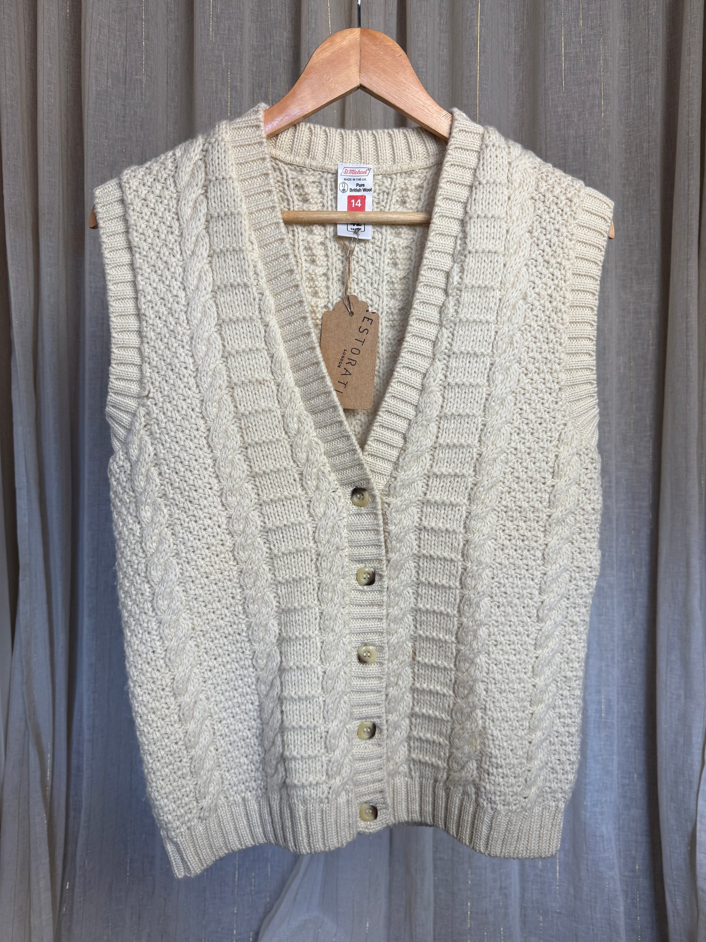 HAND KNITTED WOOL CALI VEST - UK 12/14